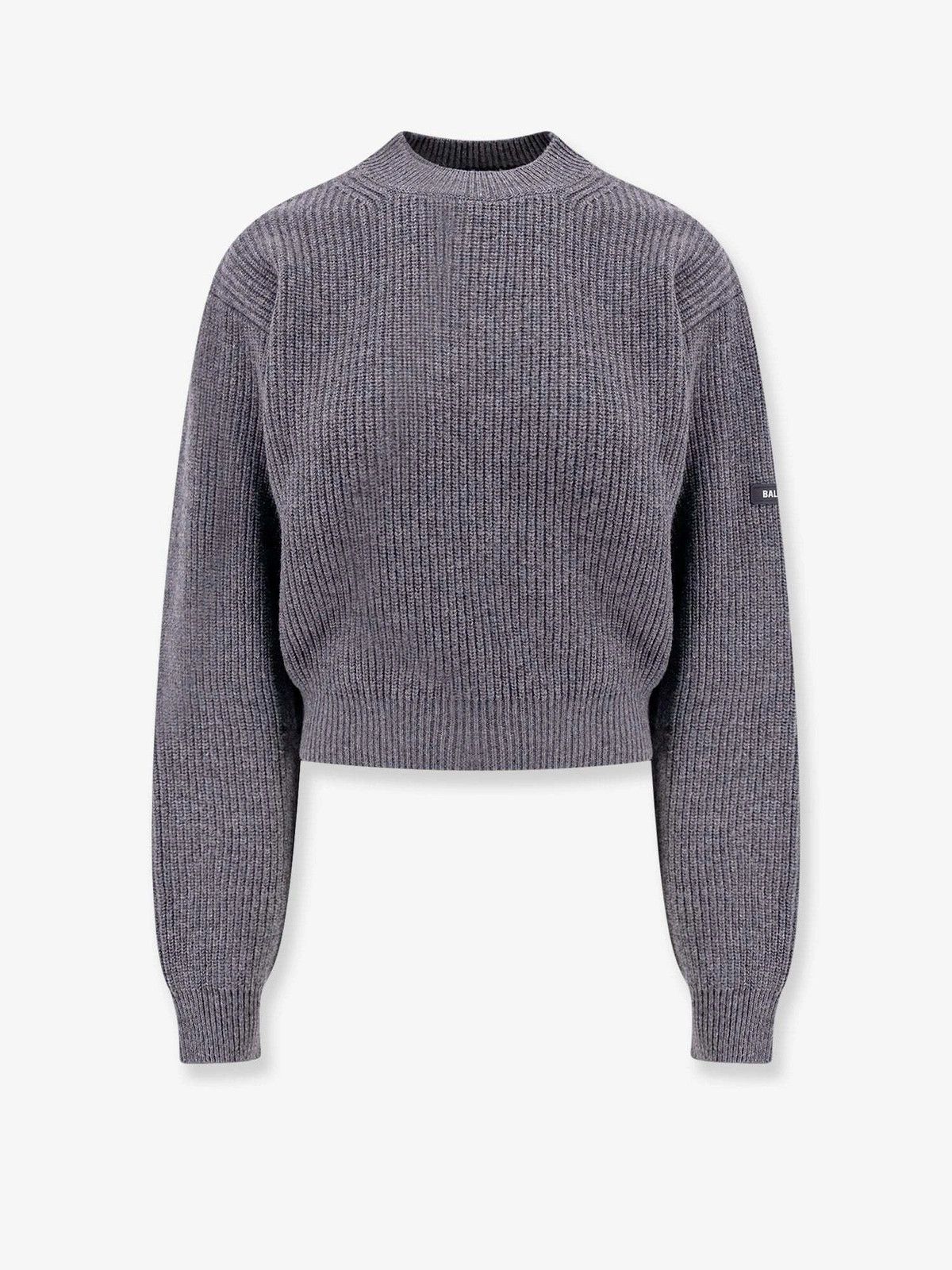 Balenciaga o1bcso1str0326 Patch Cropped Sweater in Grey Size S / US 4 / IT 40 - 1 Thumbnail