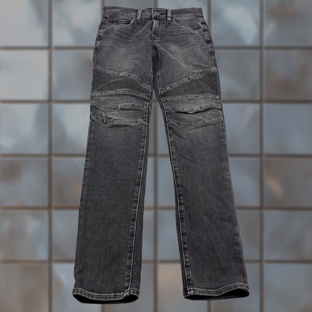 Hudson Hudson Jeans Mens Slim 29x33 Black Ethan Biker Distressed Denim Stretch Jeans Size 29 Inseam 33 Slim Fit Mens Size US 29 - 1 Thumbnail
