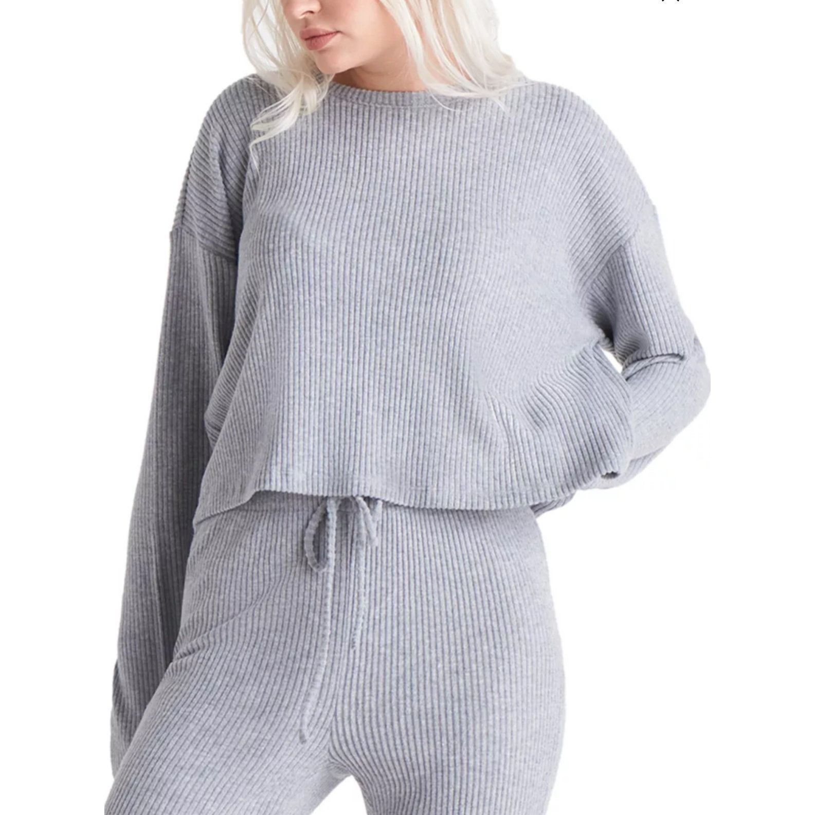 Other Black Tape Sweater Ribbed Cropped Long Sleeve Gray XS NWT Size XS / US 0-2 / IT 36-38 - 1 Thumbnail