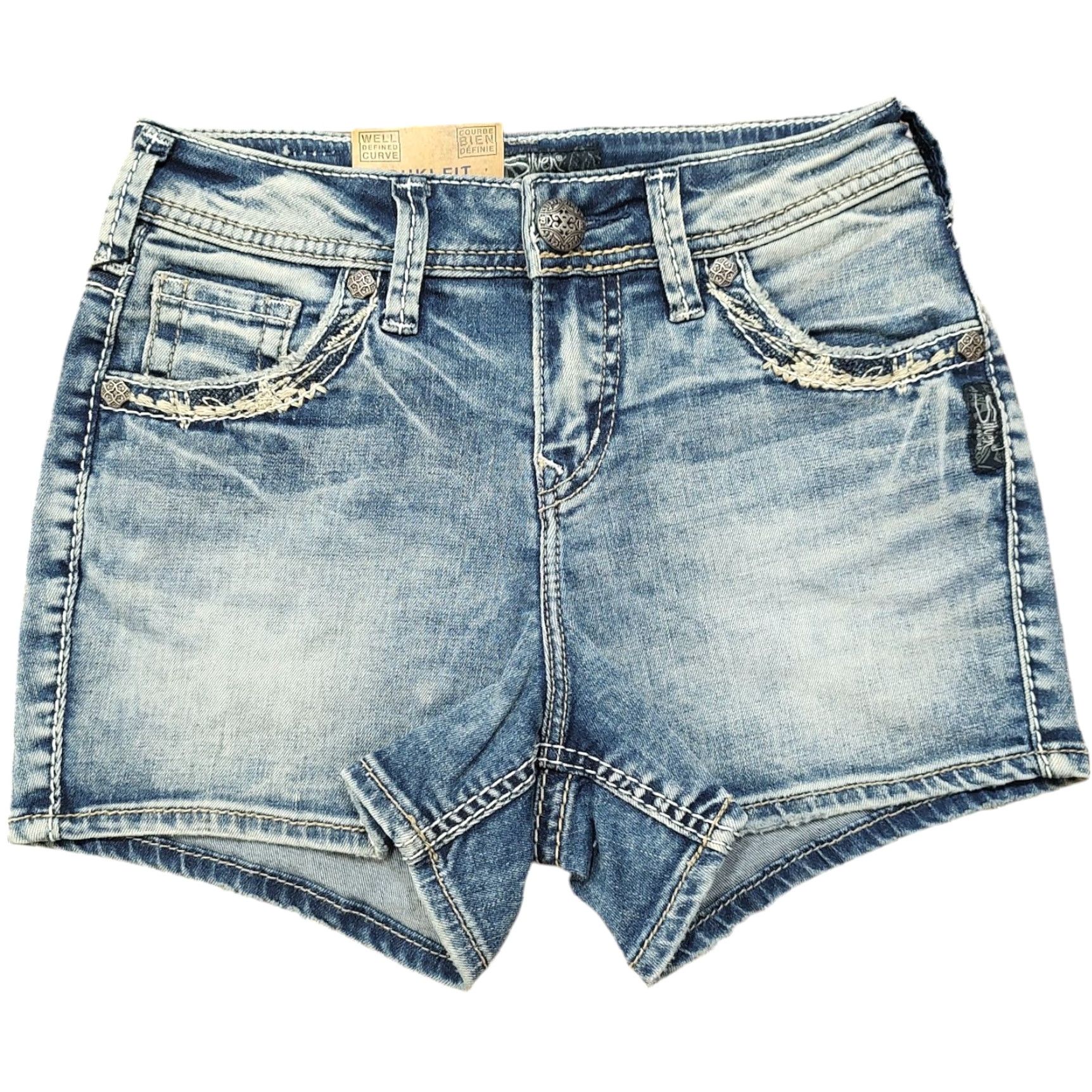 Silver Jeans Co. Silver Jeans Suki High Rise Denim Shorts Womens 24 Inseam 3 in 5-Pocket Stretch NWT Blue Size 42" / US 20 - 2 Thumbnail