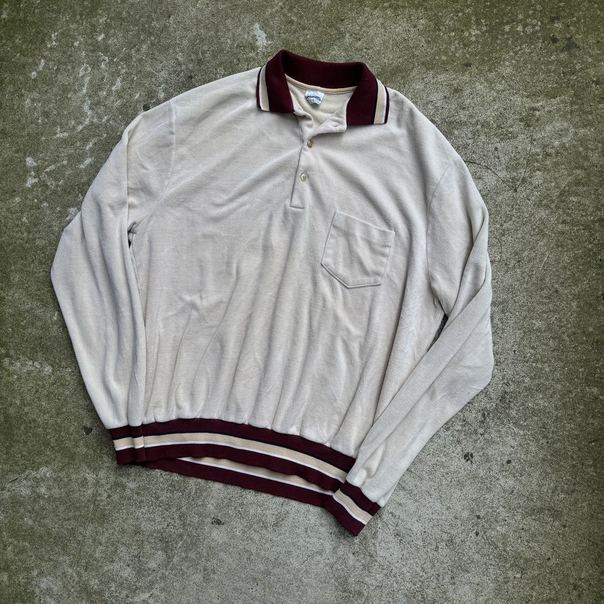 Vintage 70s JcPenney Velour Velvet Polo ERD Grunge Raimundo Size US XL / EU 56 / 4 - 2 Thumbnail