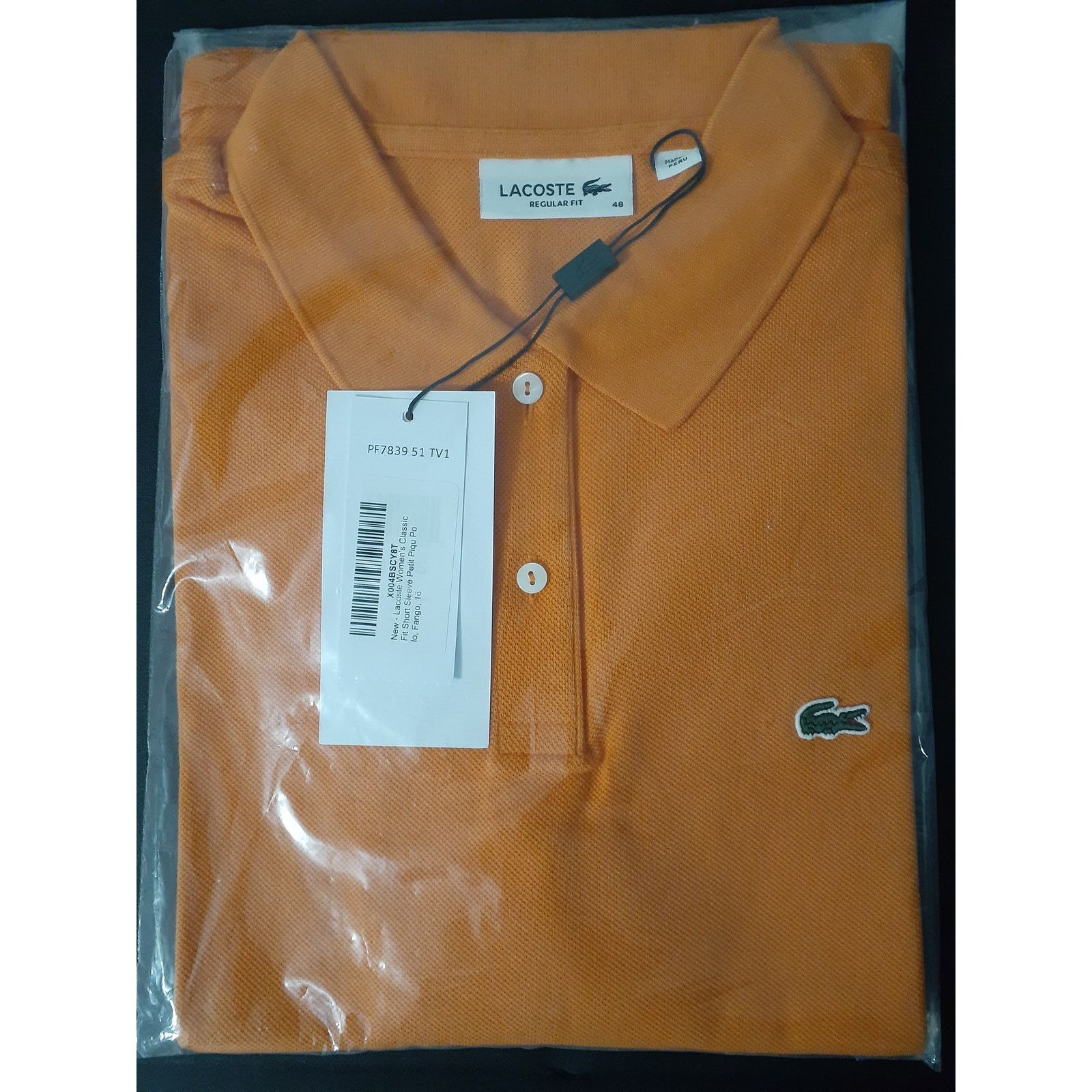 Lacoste Lacoste Women's Regular Fit Short Petit Pique Polo Orange 16 Size XXL / US 16-18 / IT 52-54 - 2 Thumbnail