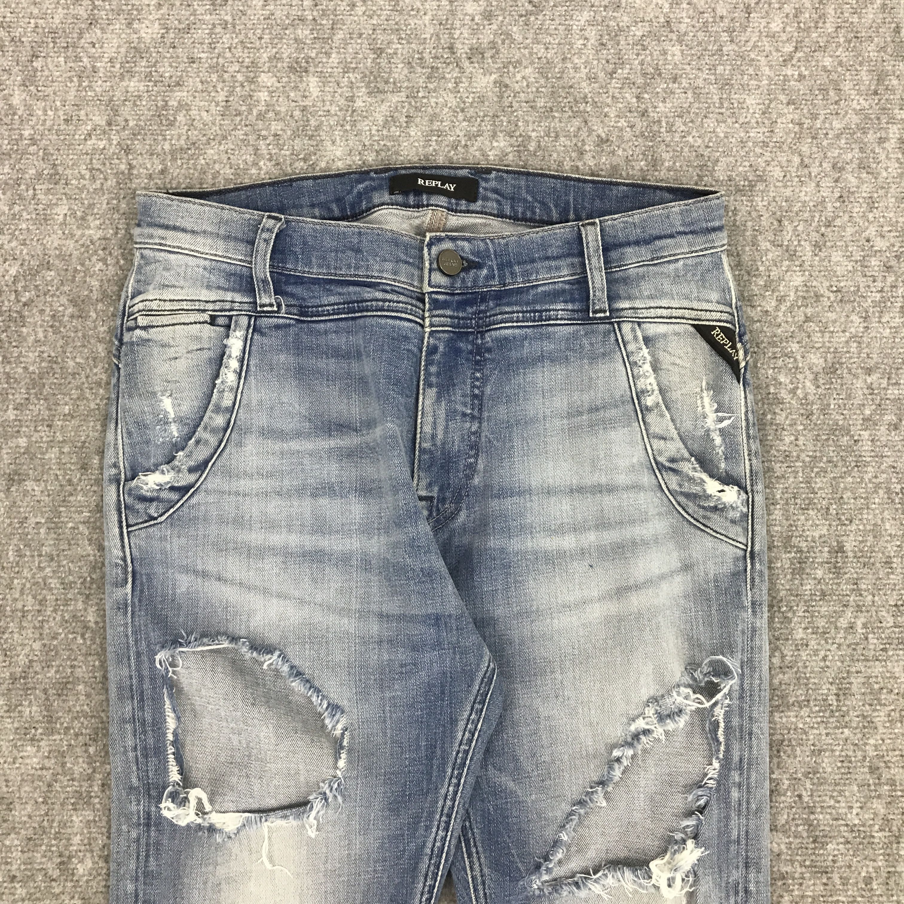 Replay REPLAY RIPPED DISTRESSED SKINNY JEANS PANTS Size US 27 - 3 Thumbnail