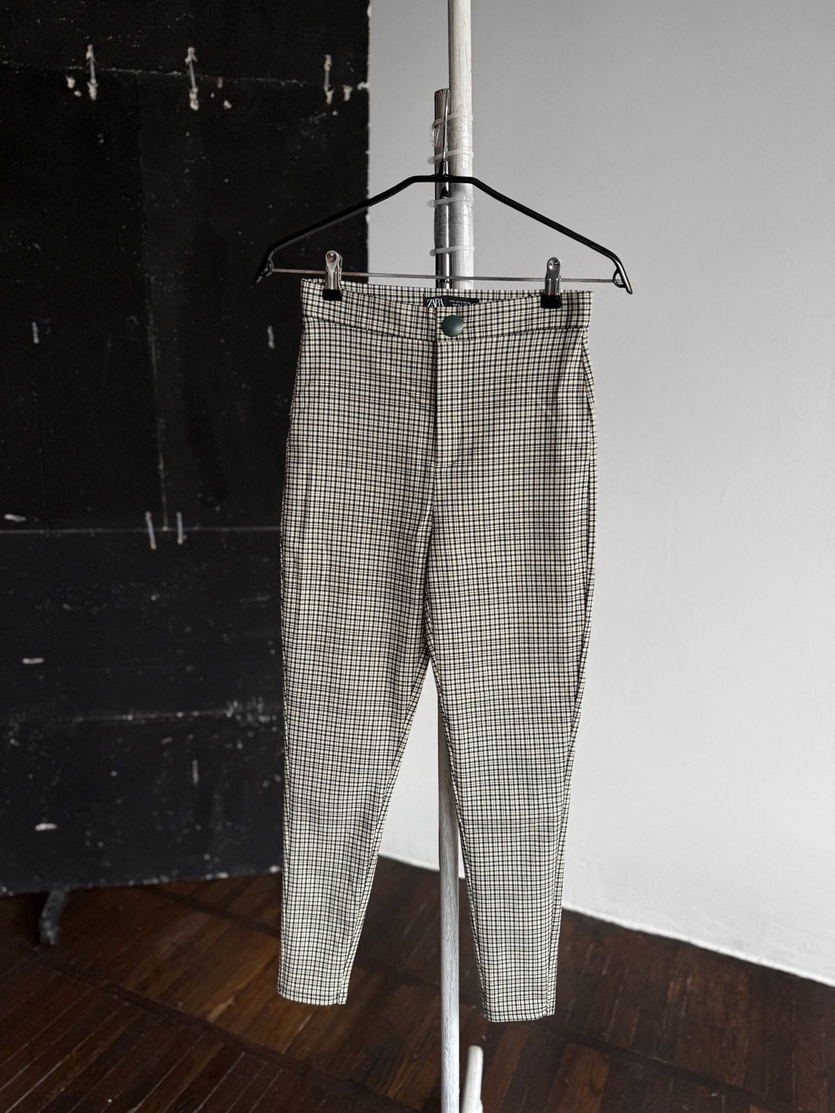 Designer × Zara Zara Womens Checkered Trousers Pants Zipper Closure Size 26" / US 2 / IT 38 - 1 Thumbnail