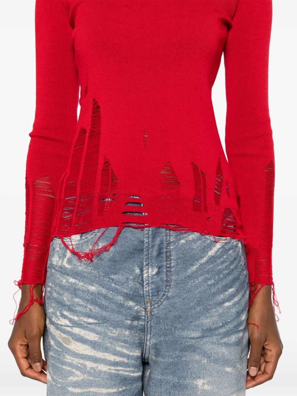 Maison Margiela oc11z0925 Distressed Sweater in Red Size M / US 6-8 / IT 42-44 - 5 Thumbnail