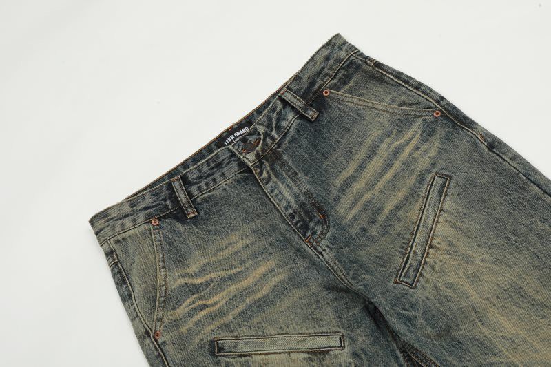 Vintage American men's retro washed distressed loose flared jeans Size US 32 / EU 48 - 3 Thumbnail
