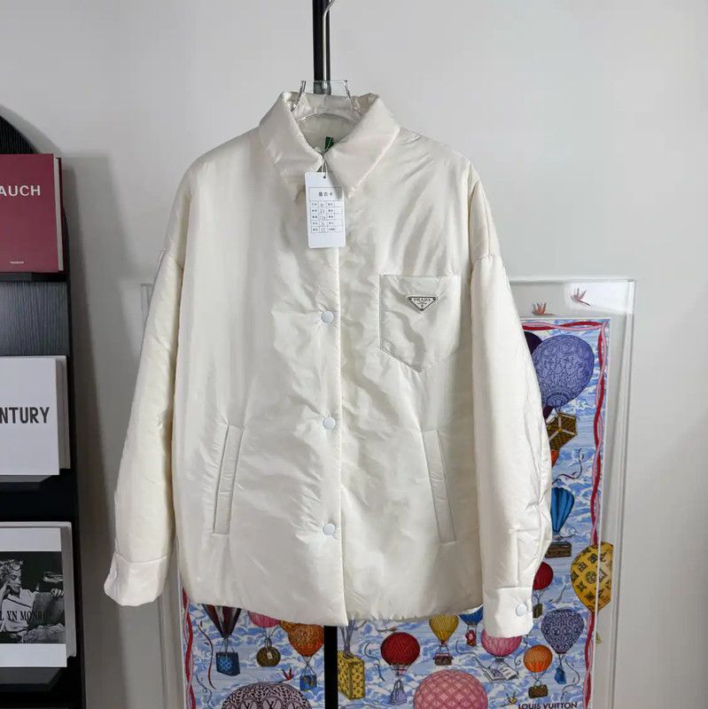 Prada Prada Cream Color Women's Jacket in Size L Size L / US 10 / IT 46 - 1 Thumbnail