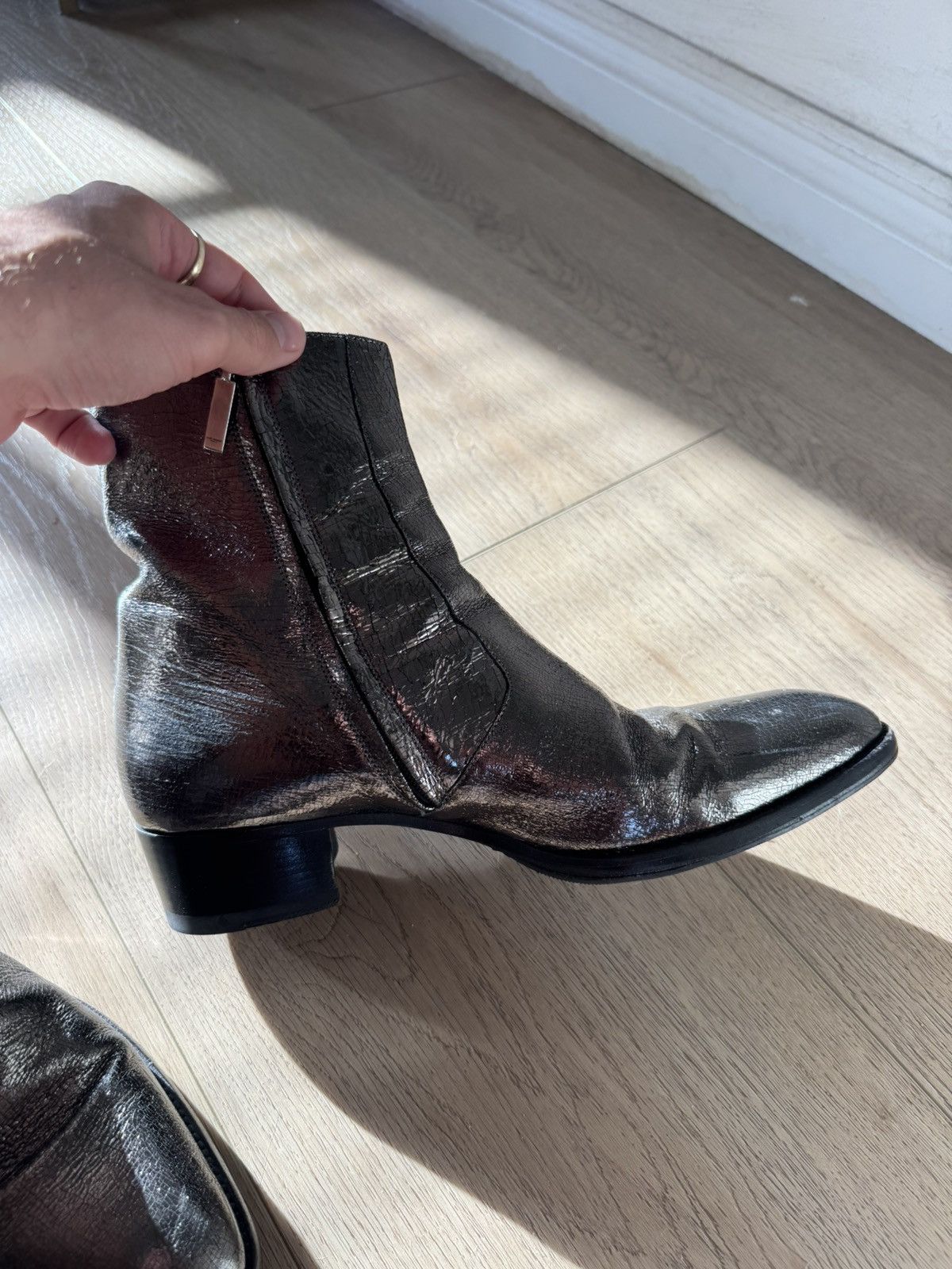 Saint Laurent Paris Gun Metal Wyatts 43 Silver Size US 10 / EU 43 - 3 Thumbnail