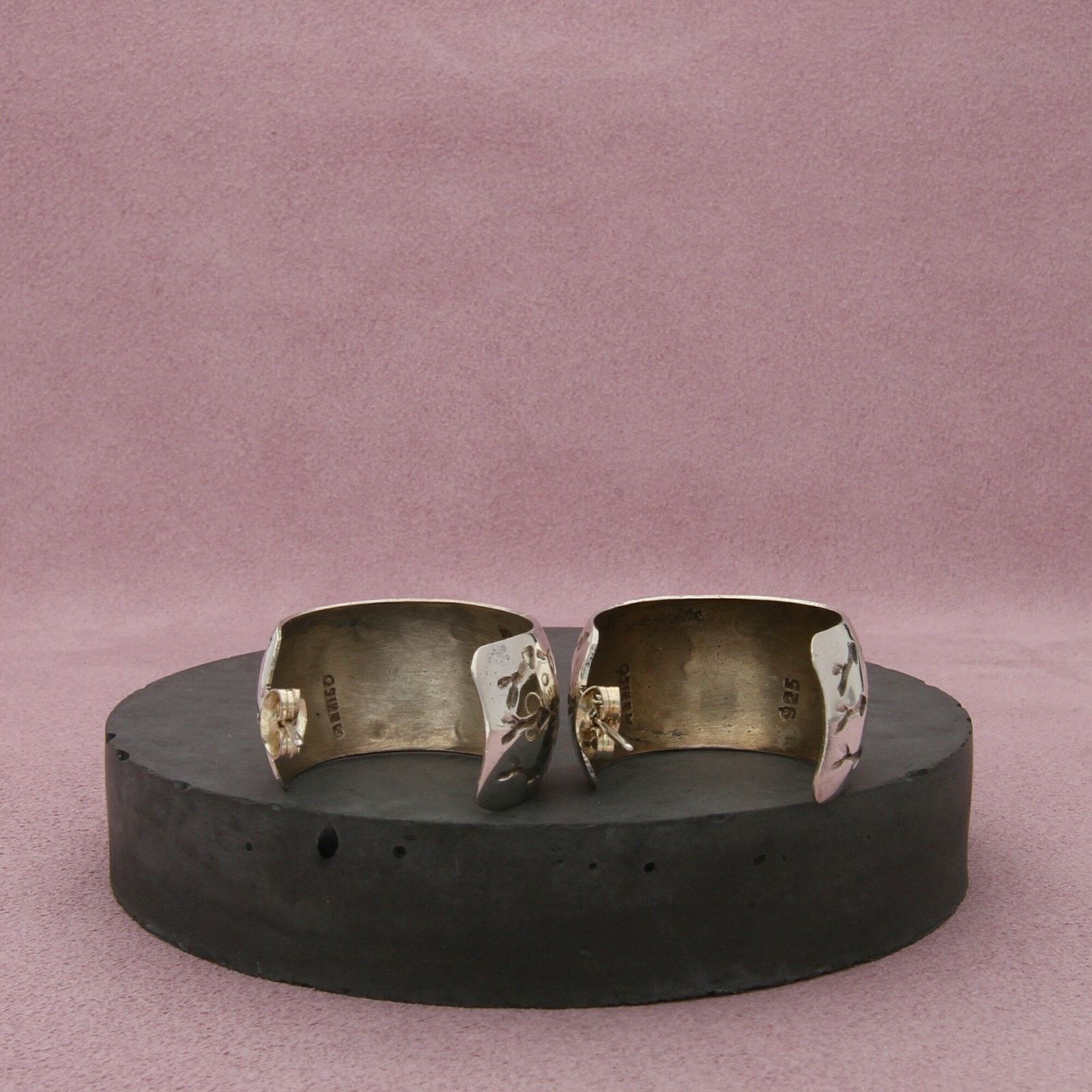 Mexicana mexico sterling silver vintage stamped hoop post earrings Size ONE SIZE - 3 Thumbnail