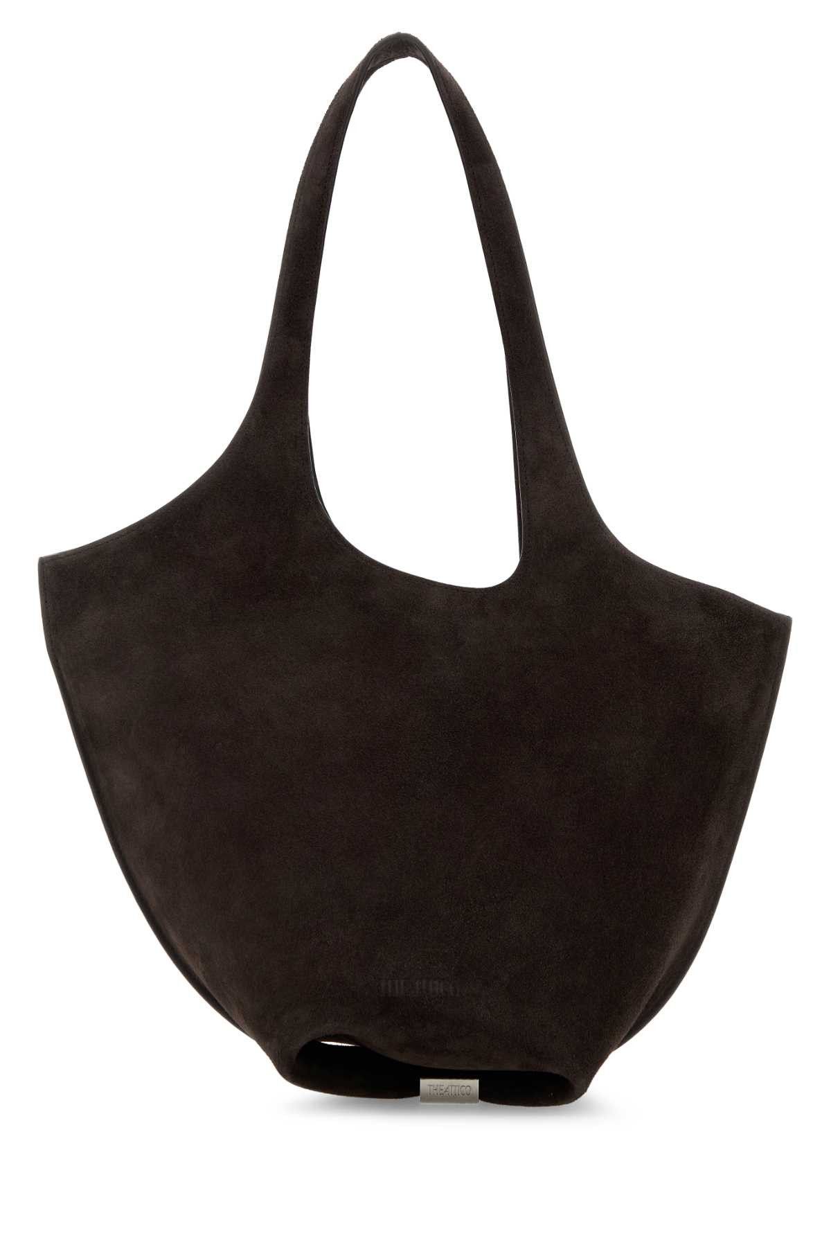 Dark Brown Suede Medium La Scoop Shoulder Bag