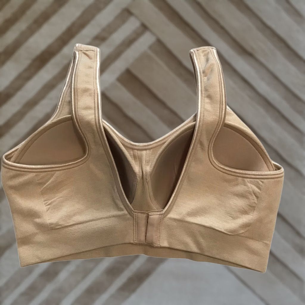 Vintage Bali Comfort Revolution Wirefree Bra Tan M Front Closure Support Size ONE SIZE - 1 Thumbnail