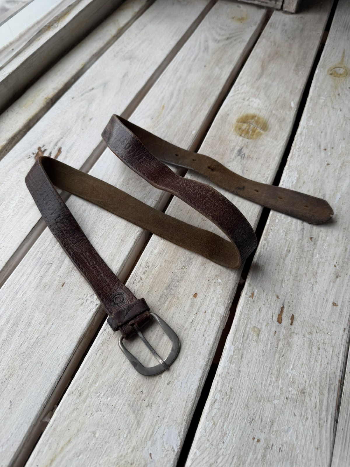 Lacoste × Vintage Rare vintage 70s 80s Lacoste Faded Brown Leather Belt Size ONE SIZE - 2 Thumbnail