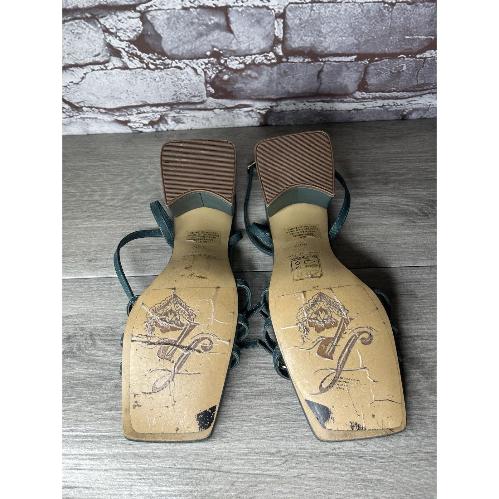 Free People Free People Niki Oasis Teal Blue Leather Strappy Block Heel Size US 8 / IT 38 - 7 Thumbnail