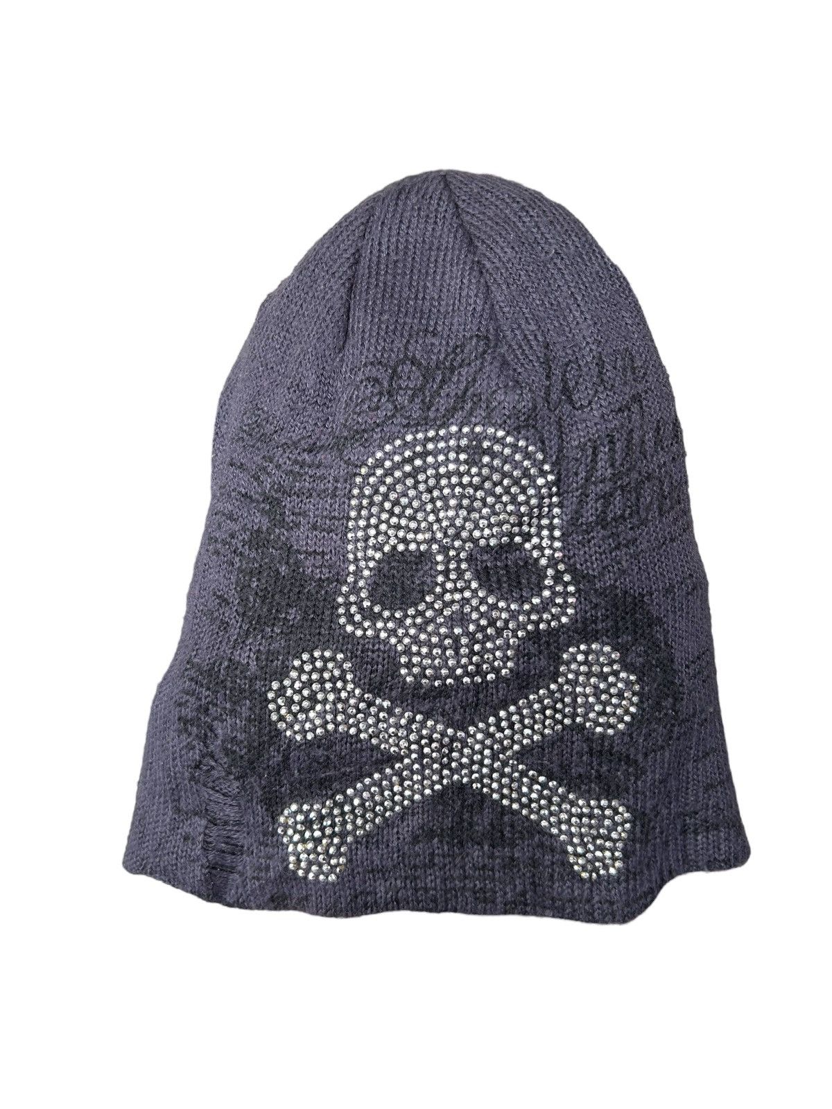 Japanese Brand Skull Distressed Design Punk Bondage Style Beanie Hats ☠️☠️ Size ONE SIZE - 3 Thumbnail