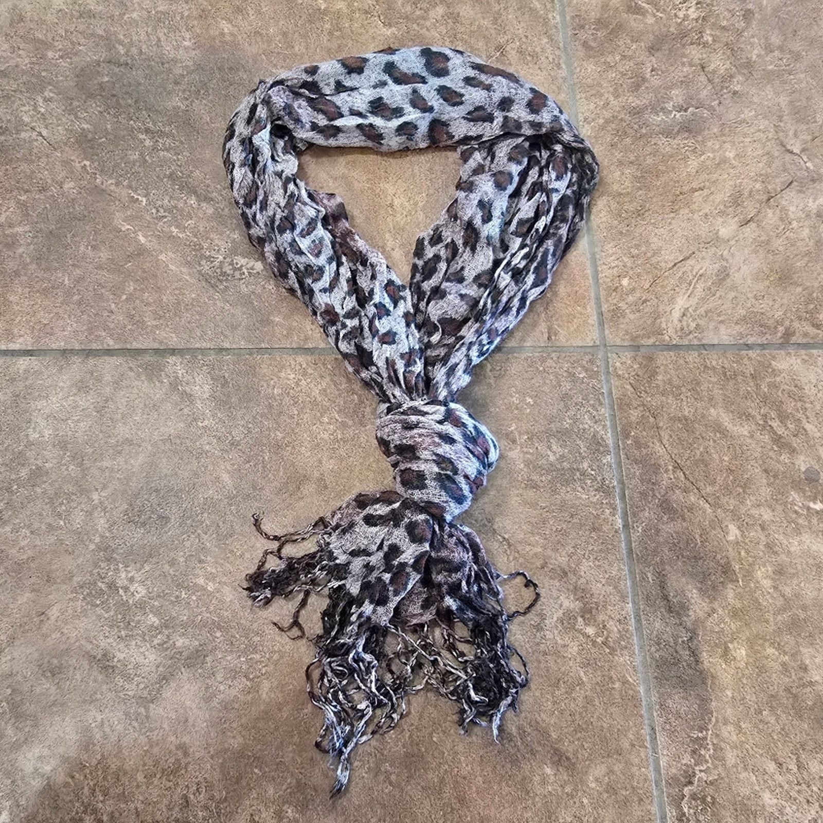 Other Brown Leopard Print Detailed Scarf Size ONE SIZE - 2 Thumbnail