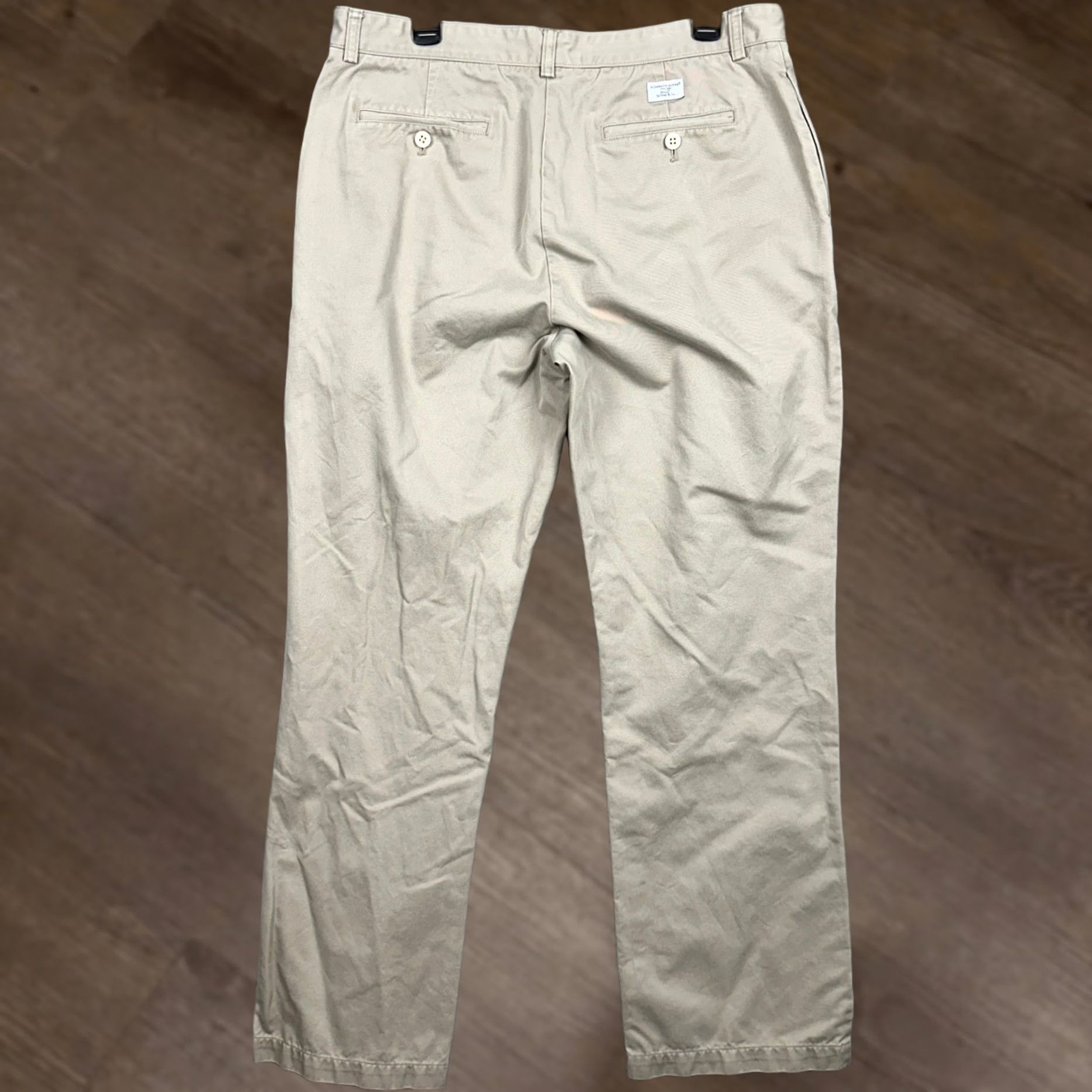 Vineyard Vines Vineyard Vines Pants Mens 35X32 Beige Straight Leg Chino Flat Front EUC Size US 35 - 1 Thumbnail