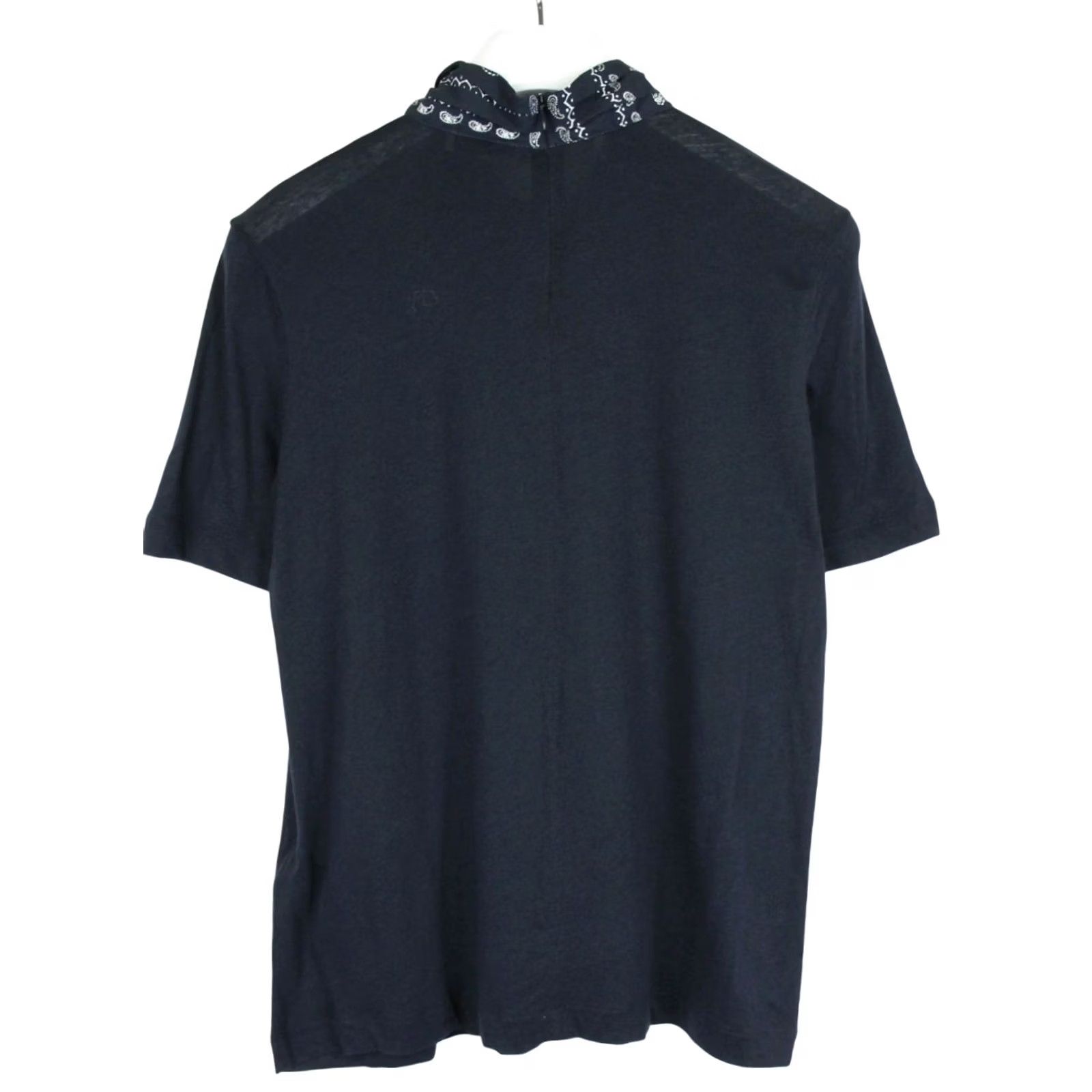 Sandro Sandro T-Shirt Women's Large Short Sleeve Tricot Self Tie Ribbon Dark Blue Size L / US 10 / IT 46 - 6 Thumbnail