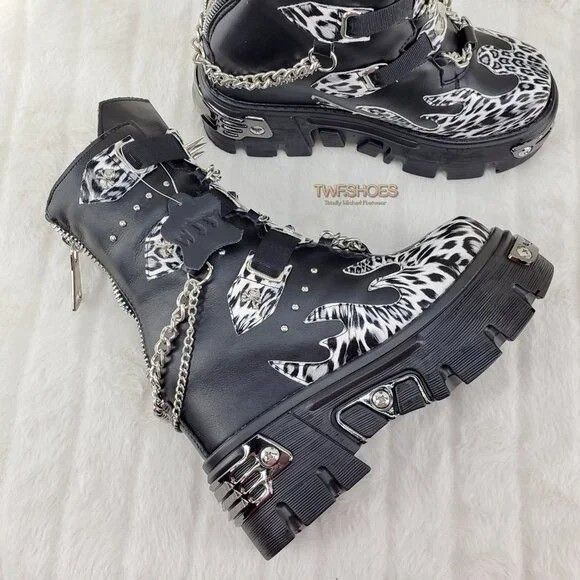 Alexander Wang Anthony Wang Dreamz Punk Goth 2.5" Platform Ankle Boots Leop Size US 6 / IT 36 - 7 Thumbnail