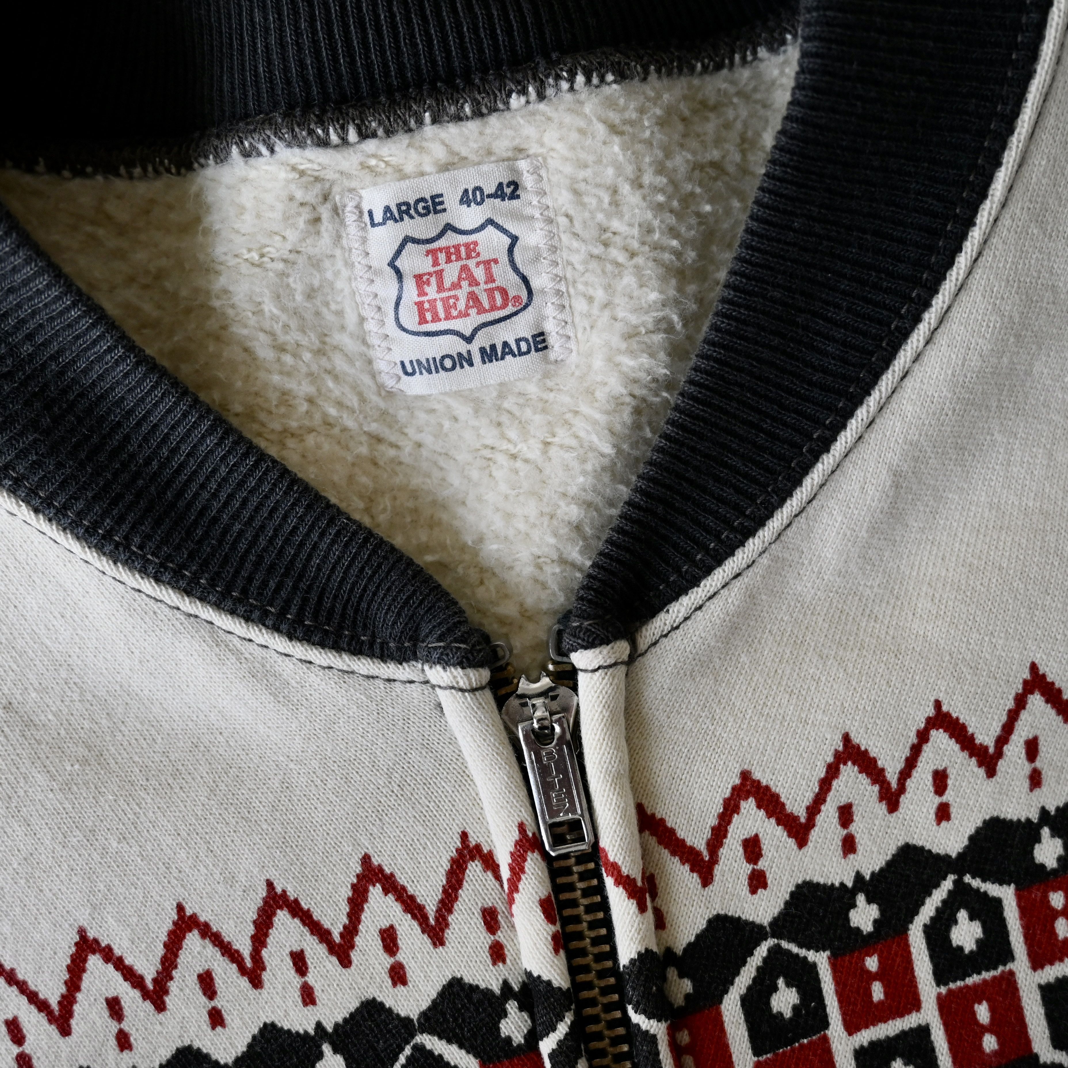 The Flat Head THE FLAT HEAD loopwheeled zip up sweatshirt, snow patterned Size US L / EU 52-54 / 3 - 12 Thumbnail