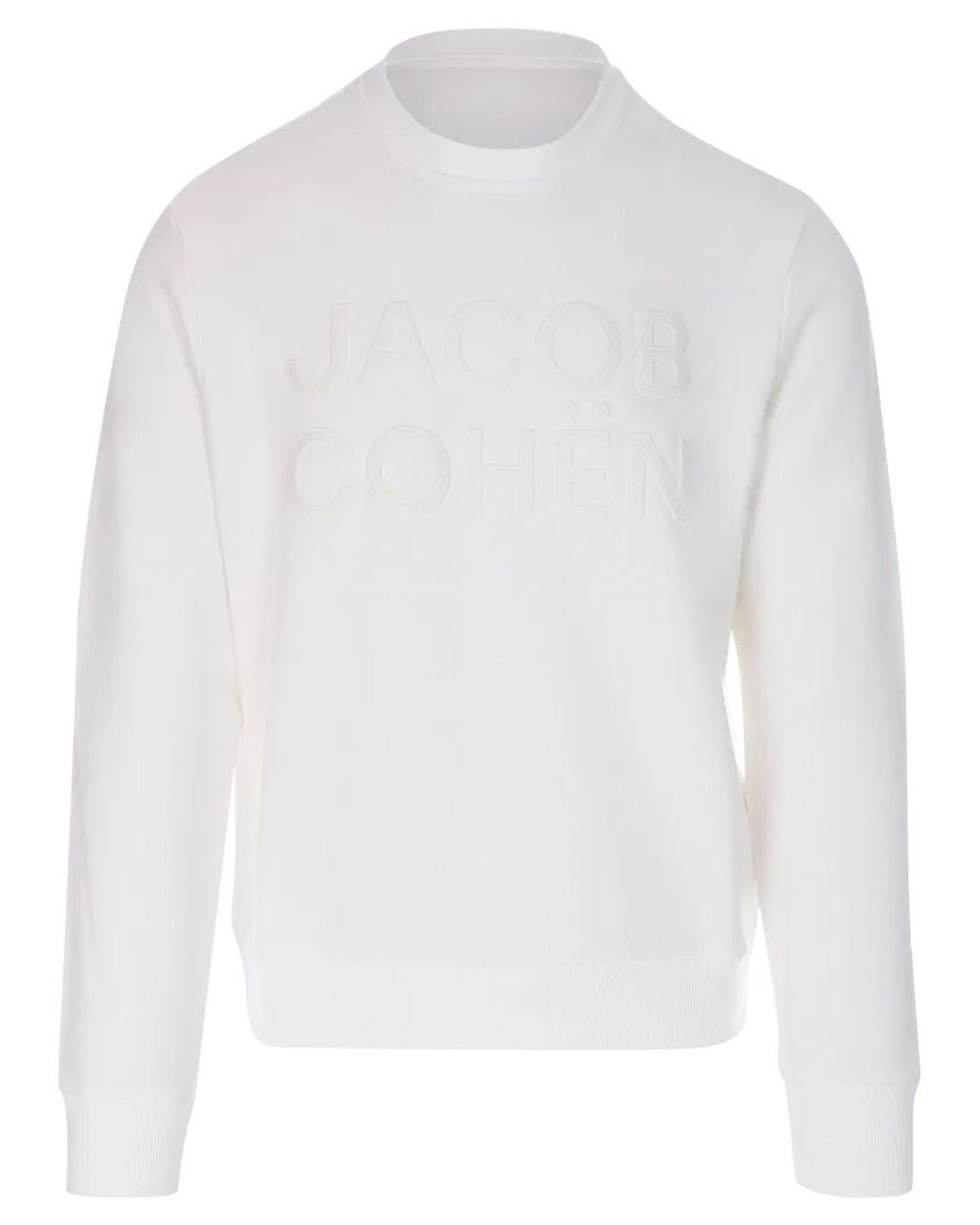 image of Jacob Cohen Casual Italian Sweatshirt With Tonal Logo Lettering in White, Men's (Size XL)