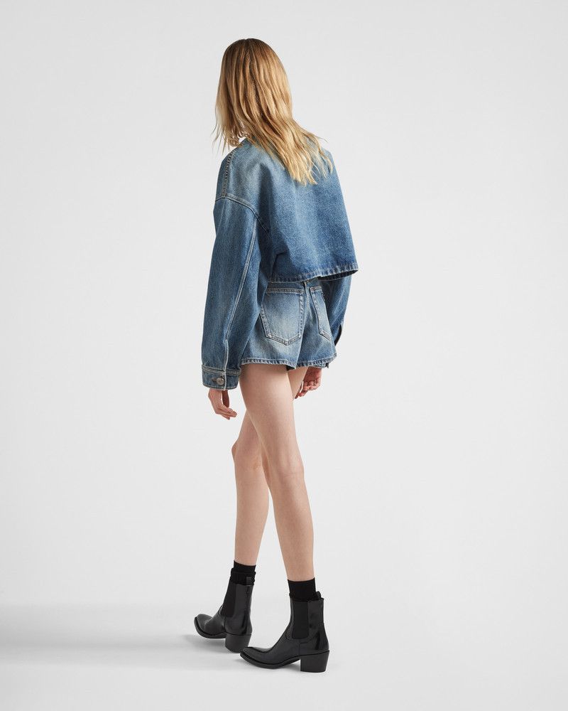 Prada o1B3y1r0426 Denim Blouson Jacket in Blue Size L / US 10 / IT 46 - 5 Thumbnail