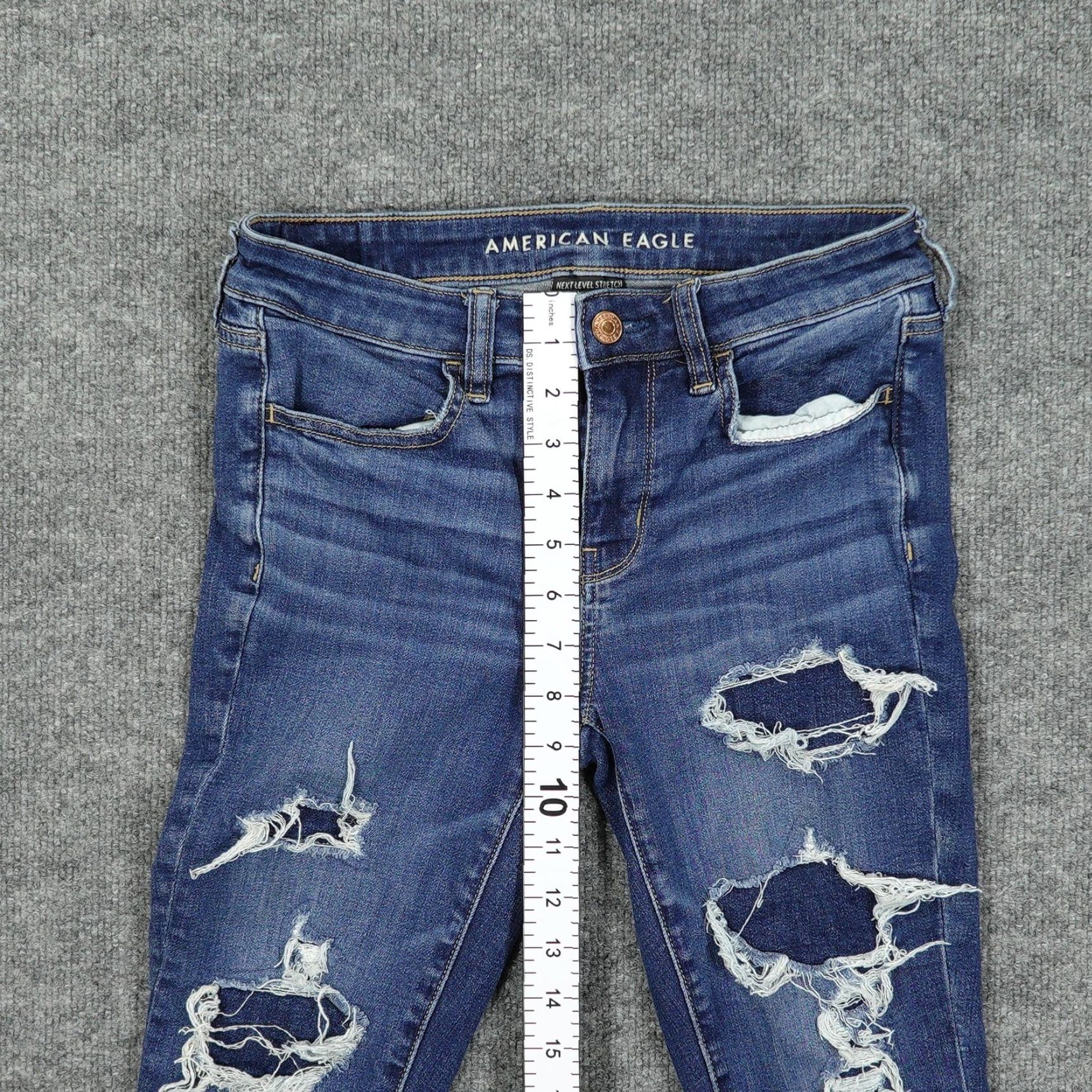 American Eagle Outfitters American Eagle Jeans Womens 4 Short Blue Jegging Next Level Stretch Distressed Size 27" / US 4 / IT 40 - 4 Thumbnail