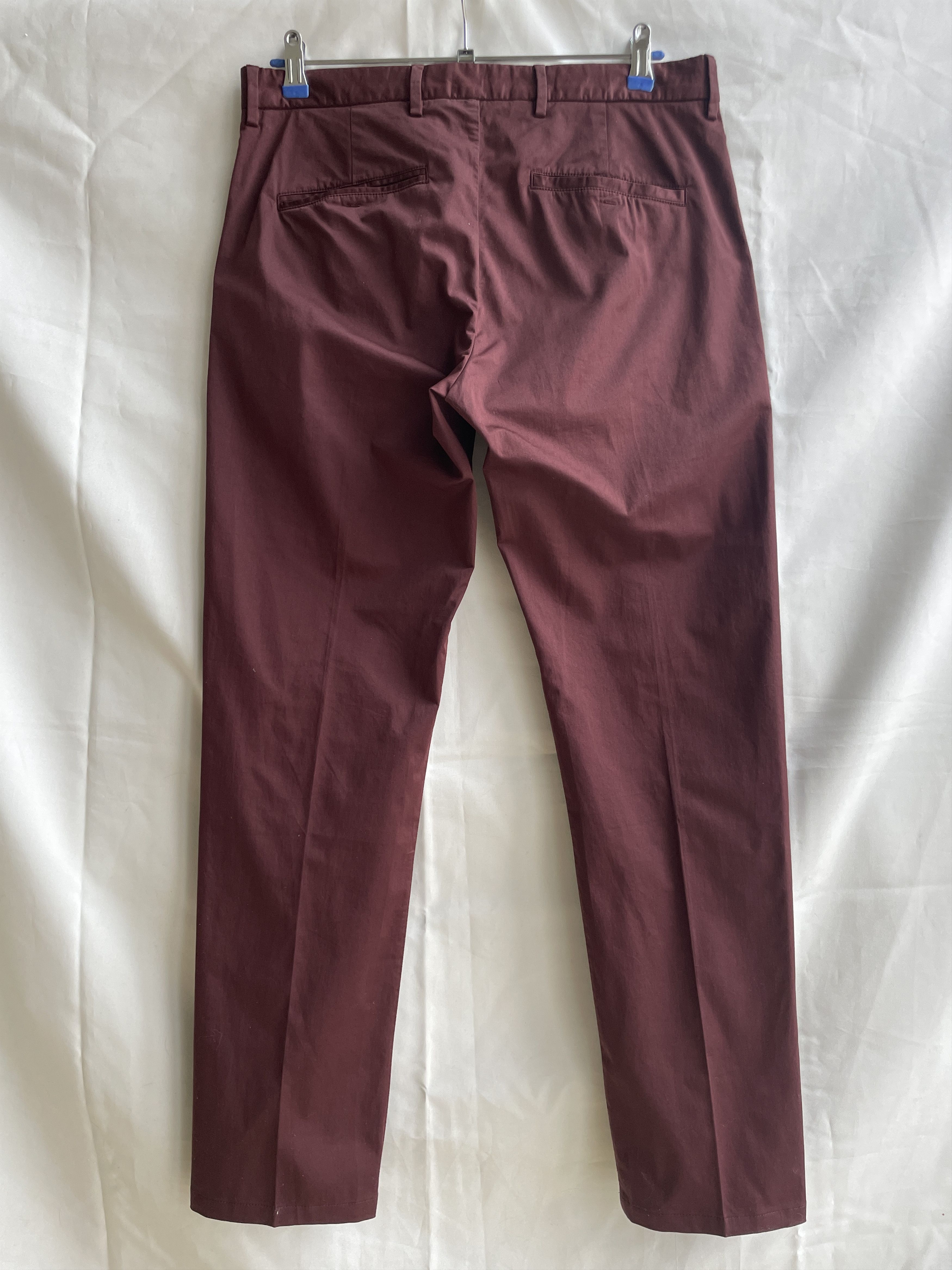 Z Zegna Z Zegna Slim Fit Cotton Bordeaux Chino Trousers Size US 33 - 2 Thumbnail