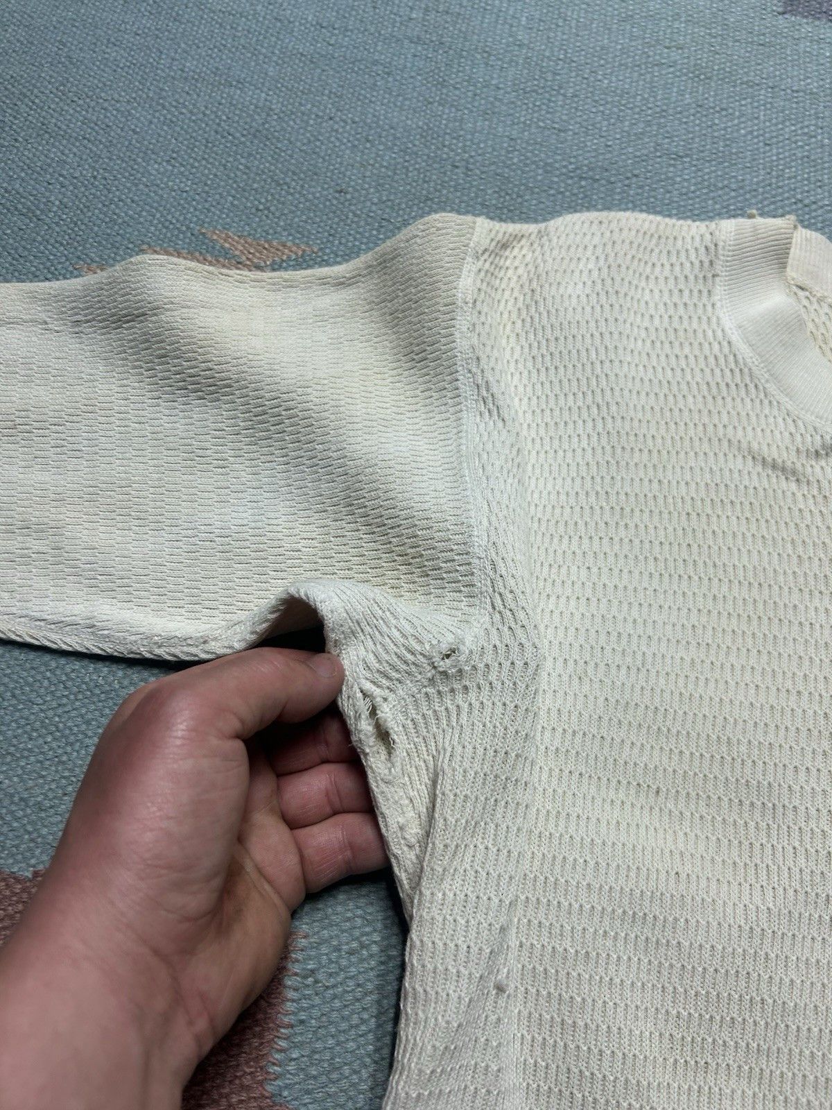 Vintage Vintage 50s waffle knit thermal shirt chopped cotton Medium Size US M / EU 48-50 / 2 - 5 Thumbnail