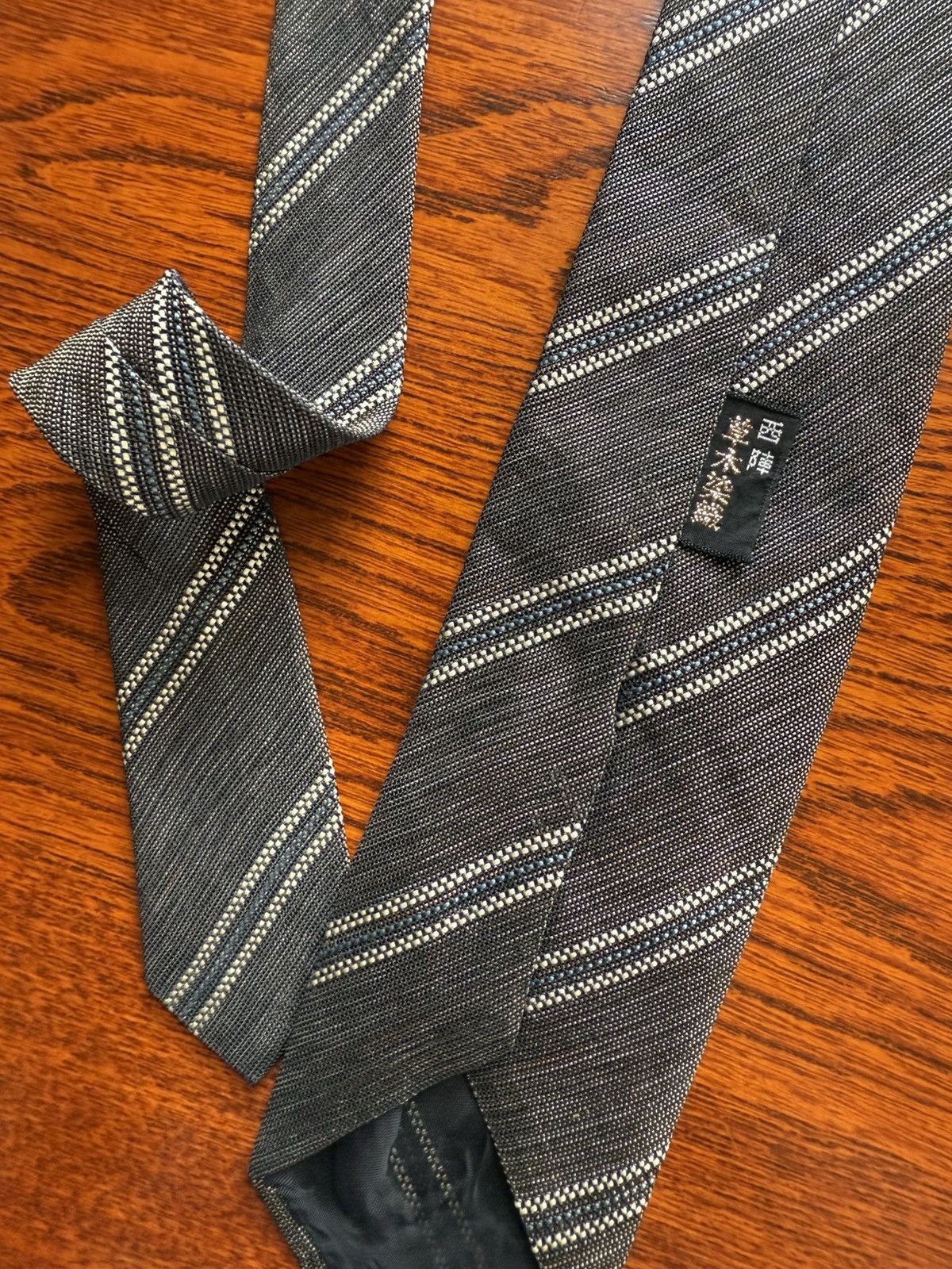 Other Nishijin Ori Botanical Stripe Tie – Handwoven Elegance Size ONE SIZE - 9 Thumbnail