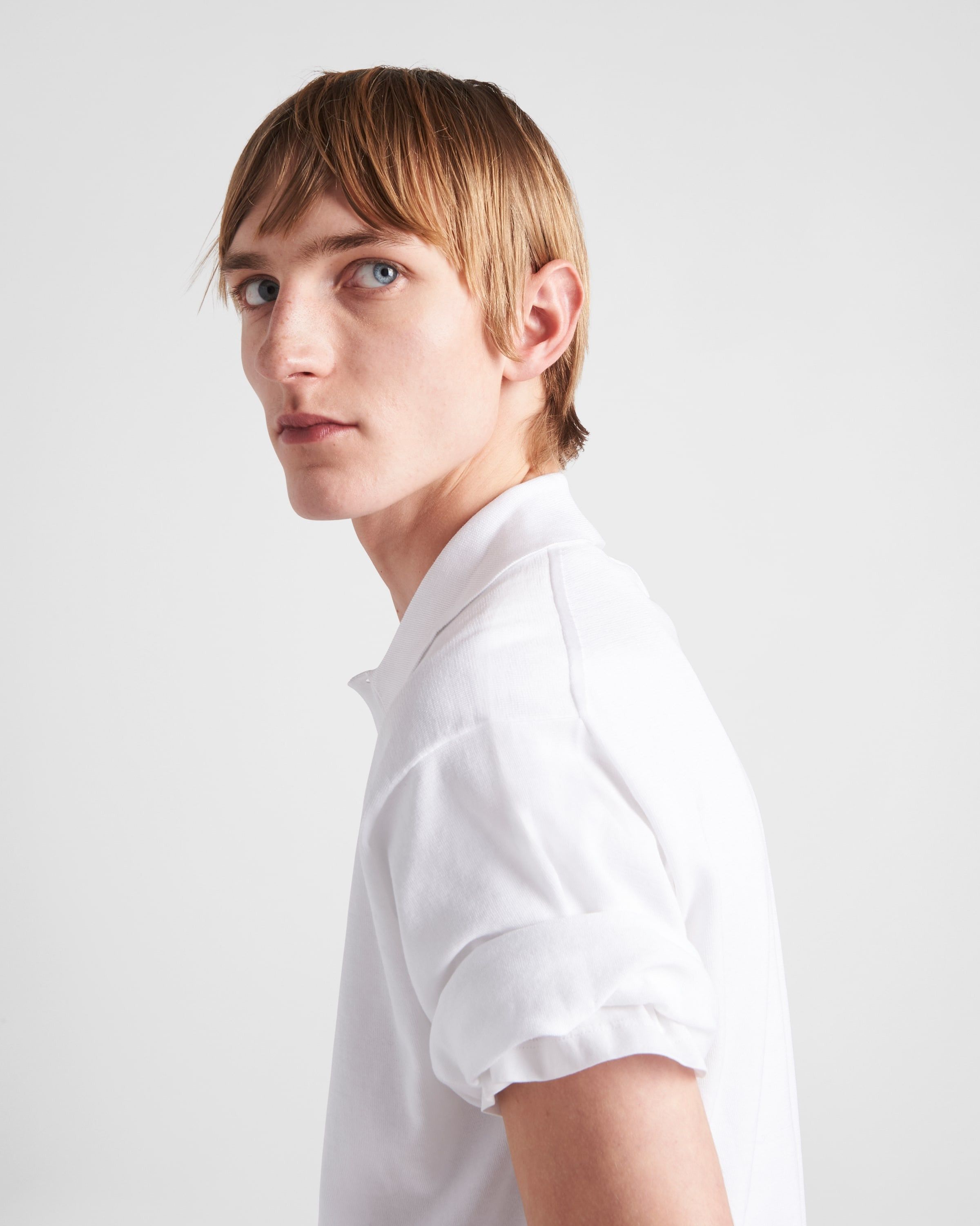 Prada o1bcso1str1025 Superfine Cotton Polo Shirt in White Size US L / EU 52-54 / 3 - 6 Thumbnail