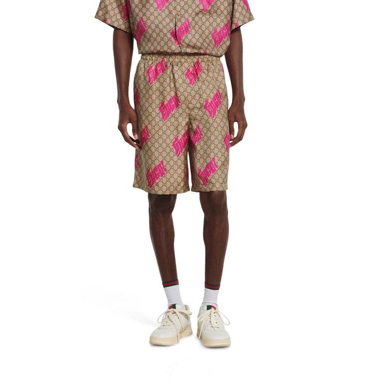 Gucci o1la5ras0426 Printed Silk Twill Shorts in Multicolor Size US 30 / EU 46 - 3 Thumbnail