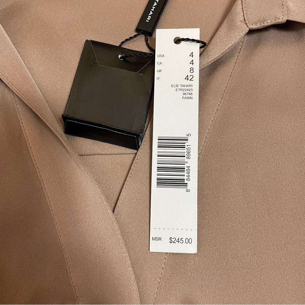 Elie Tahari NWT New $245 Elie Tahari Silk Ruched Front Beige Blouse Siz Size S / US 4 / IT 40 - 6 Thumbnail