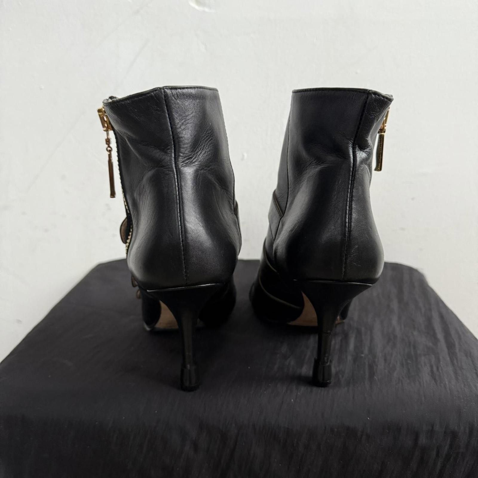 Baldinini Baldinini Black Leather Pointed Toe Ankle Boots Size US 5 / IT 35 - 4 Thumbnail
