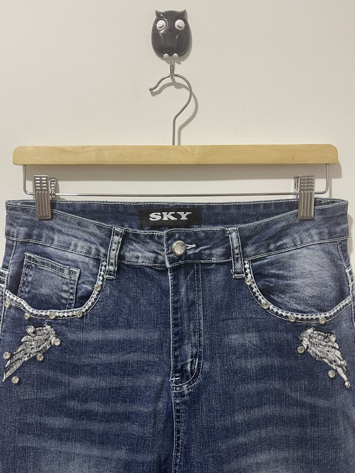 Hysteric Glamour Rare Vintage SKY Skull Wings Embroidered Flare Denim Size US 30 / EU 46 - 12 Thumbnail
