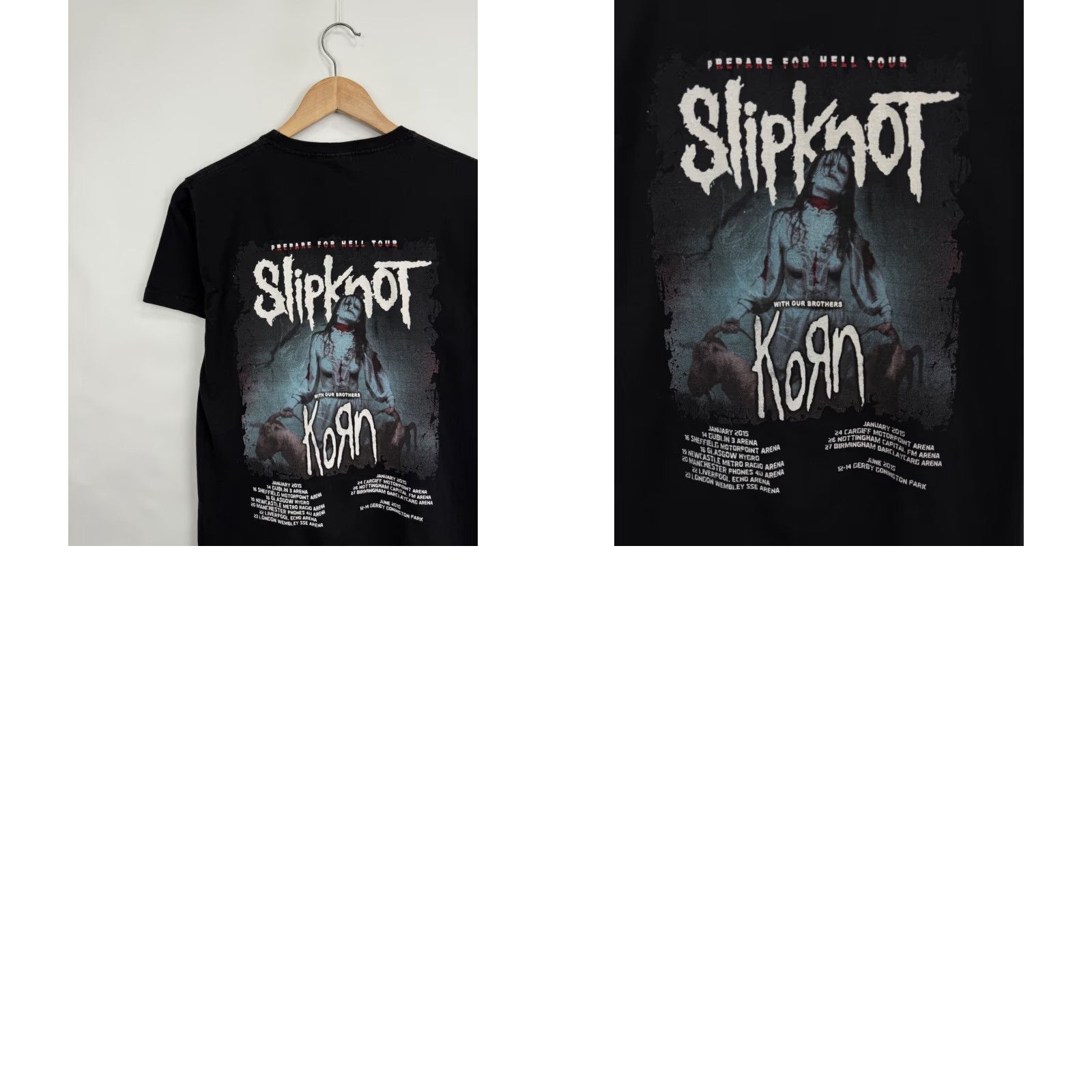 Fruit Of The Loom VINTAGE Slipknot Korn Prepare For Hell Tour 2015 T-Shirt M Black Mens Shirt Size US M / EU 48-50 / 2 - 8 Thumbnail