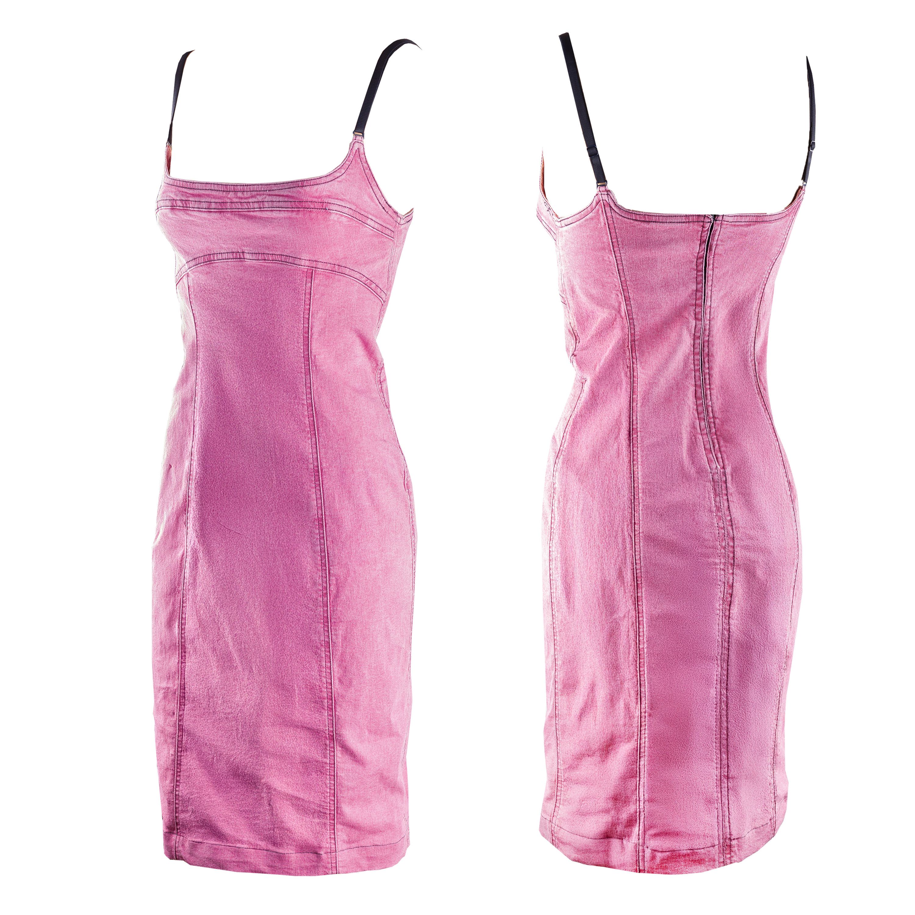 plein sud Plein Sud Vintage Pink Denim Bodycon Pencil Dress (S) Size S / US 4 / IT 40 - 1 Thumbnail