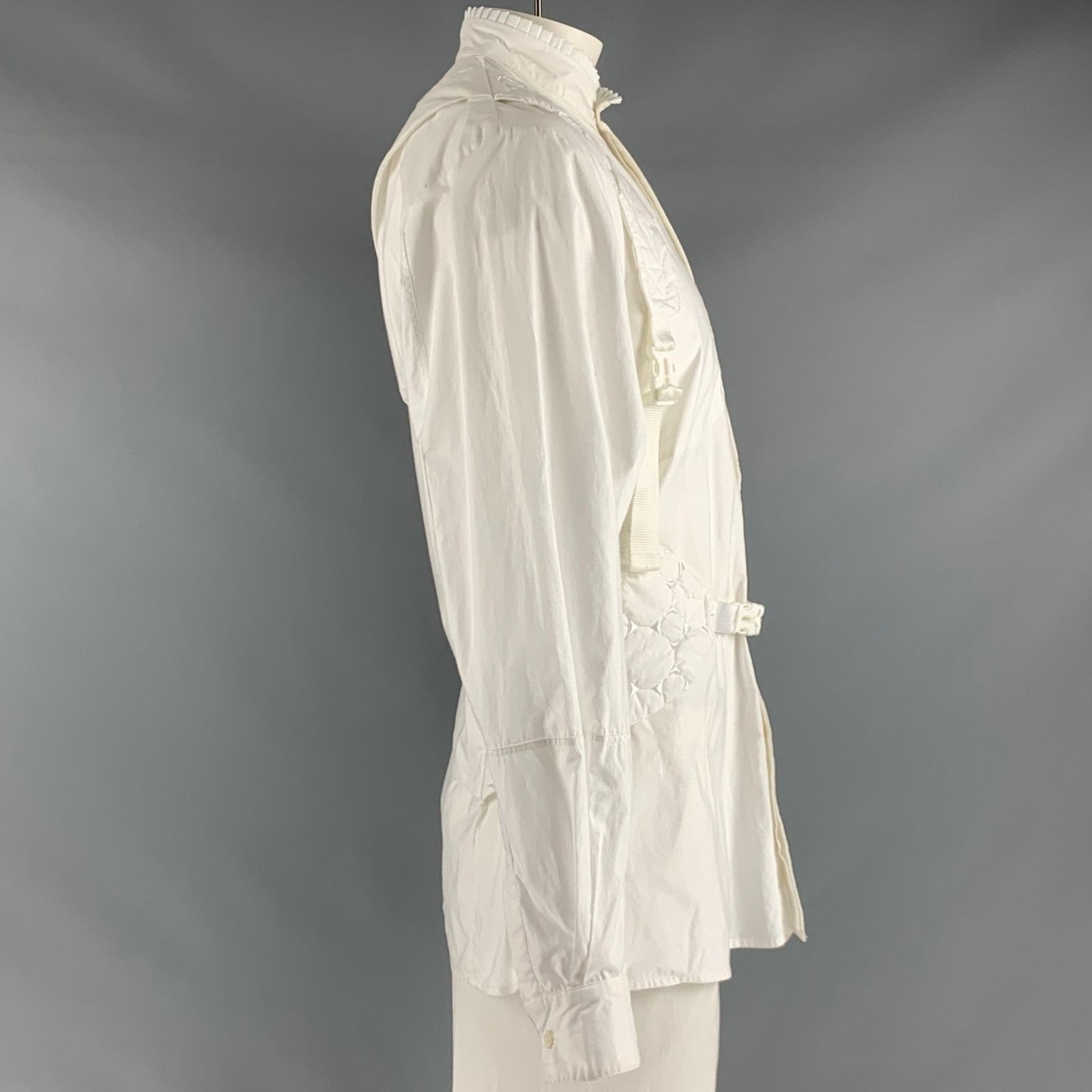 JordanLuca JORDANLUCA White Quilted Cotton Harness Long Sleeve Shirt Size US L / EU 52-54 / 3 - 3 Thumbnail