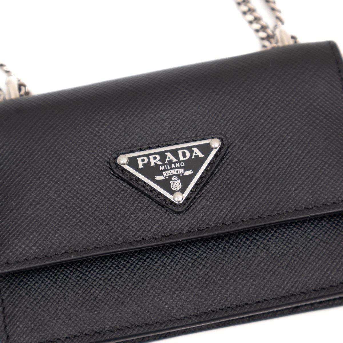 Prada 1.5k.$ PRADA Black Triangle Logo Mini Bag Chain Card Case Size ONE SIZE - 8 Thumbnail