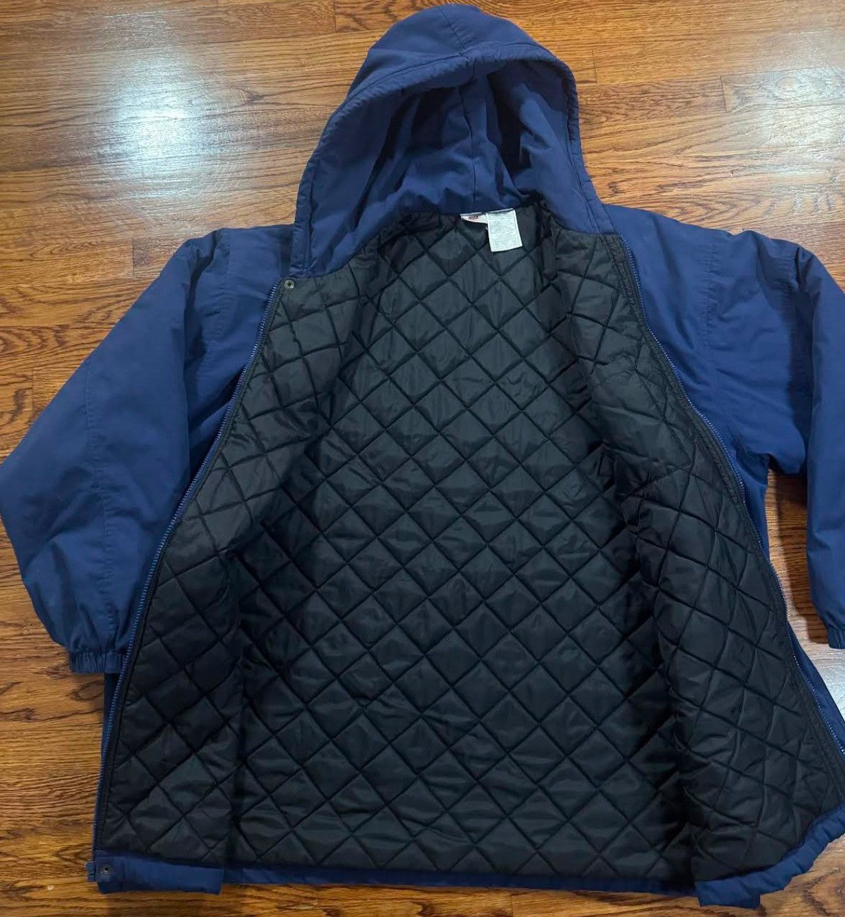 Nike × Vintage Vintage Nike Big Swoosh Navy Hooded Jacket (Size XXL) Size US XXL / EU 58 / 5 - 5 Thumbnail