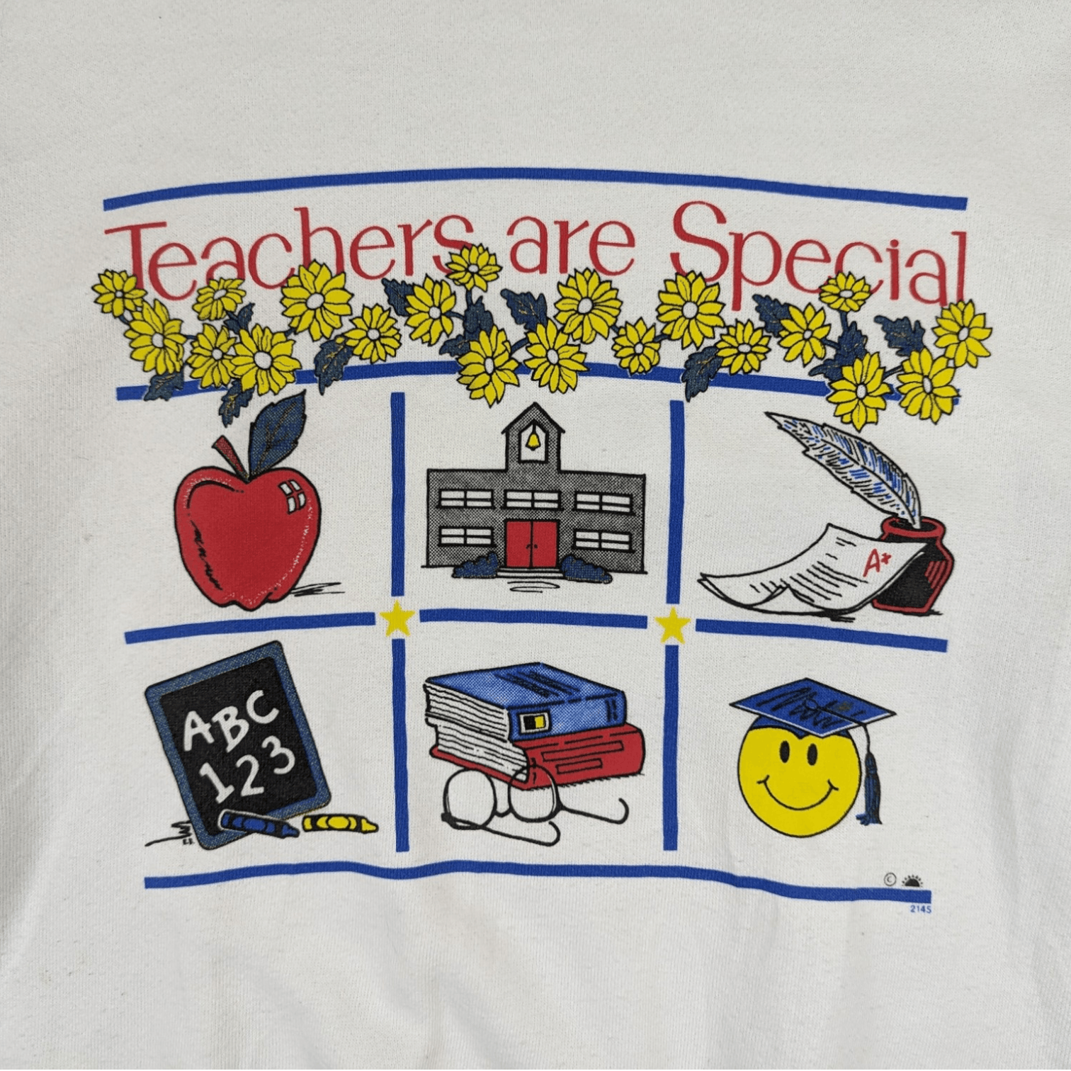 American Apparel Vintage 90's TEACHER'S DAY Graduation Jumper Sweatshirt Size US L / EU 52-54 / 3 - 5 Thumbnail