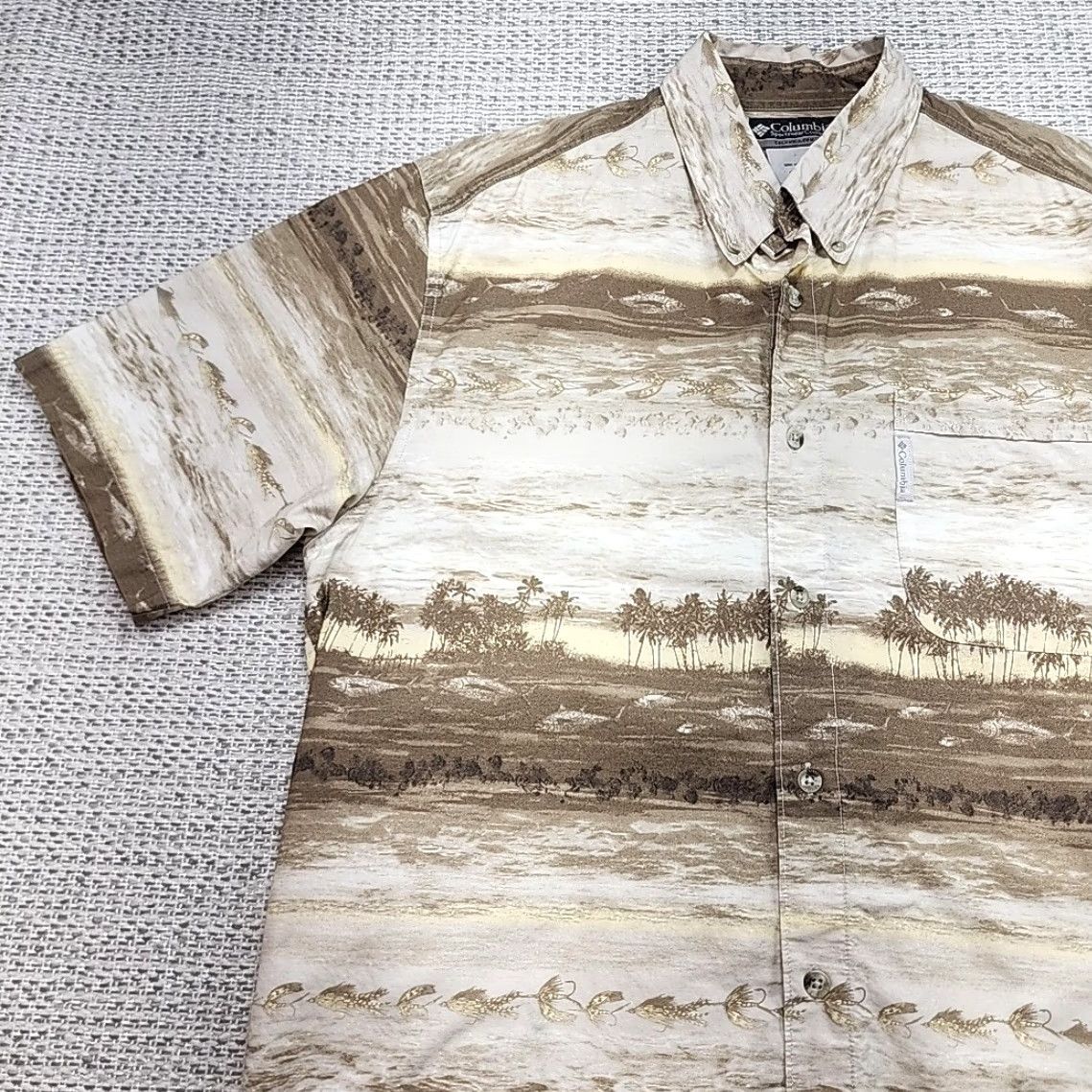 Vintage Columbia XCO Hawaiian Shirt Mens L Button-Up Beach Palm Tree Floral Print Size US L / EU 52-54 / 3 - 3 Thumbnail