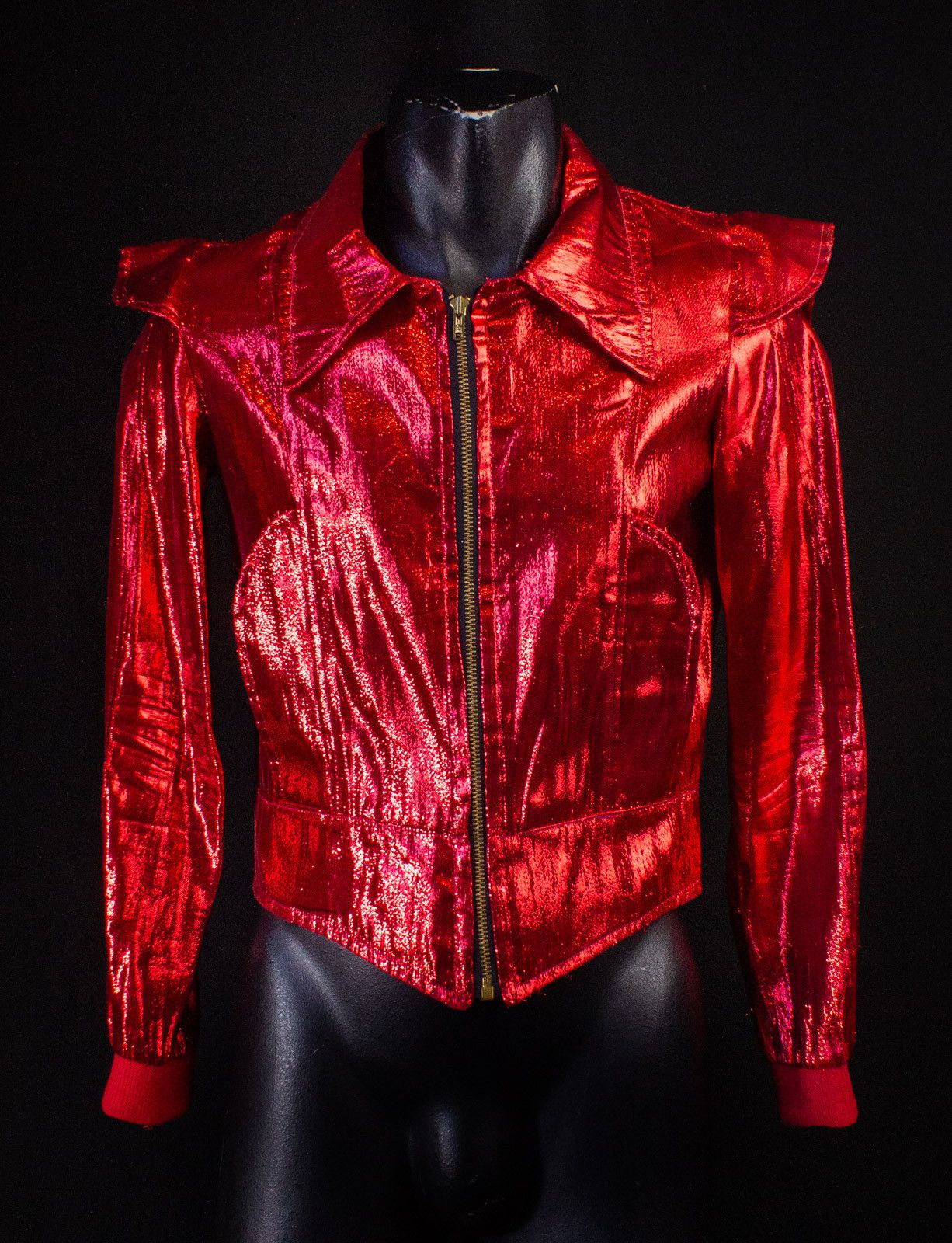 image of Vintage Ziggy Stardust Era Jacket 70's in Red, Men's (Size Small)