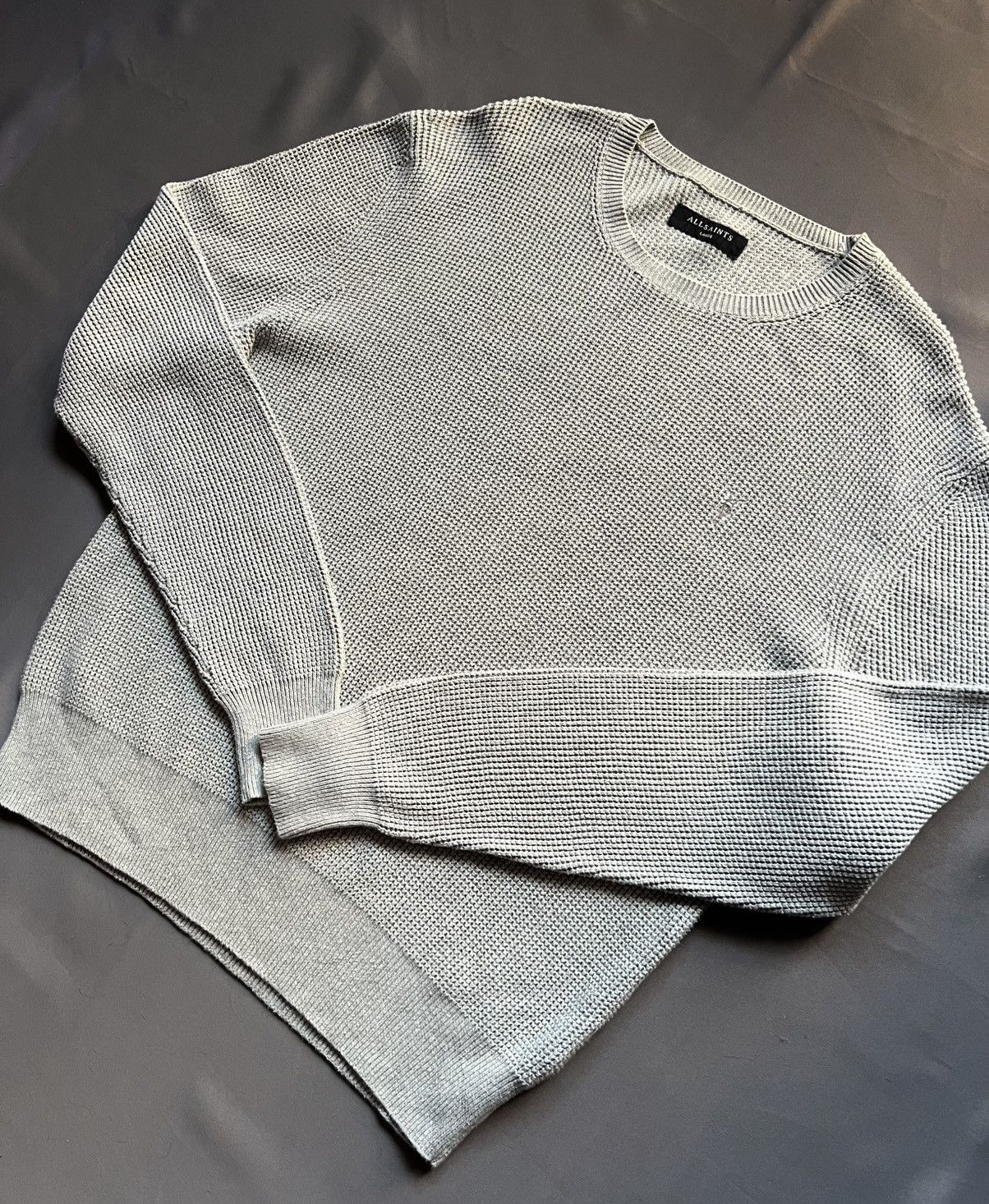 Allsaints Classic Allsaints Trias Crew Cotton Knitted Gray Sweater Size US L / EU 52-54 / 3 - 8 Thumbnail