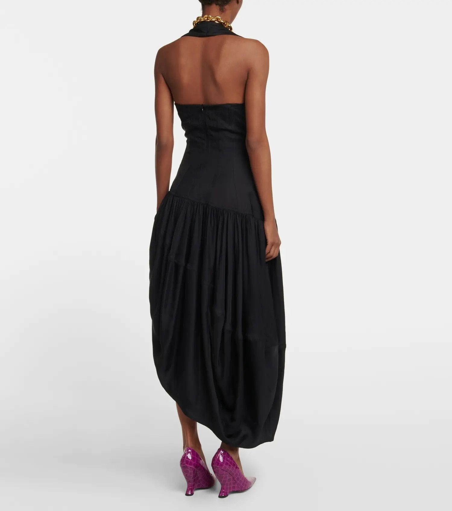 Bottega Veneta o1n1vont1224 Washed Viscose Dress in Black Size XS / US 0-2 / IT 36-38 - 4 Thumbnail