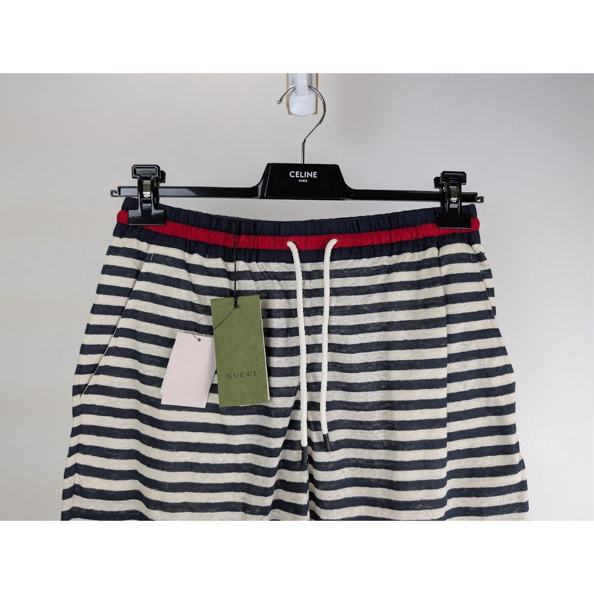 Gucci o1rshd1 Striped Linen Jersey Basket Pant in Navy/Milk Size US 30 / EU 46 - 2 Thumbnail