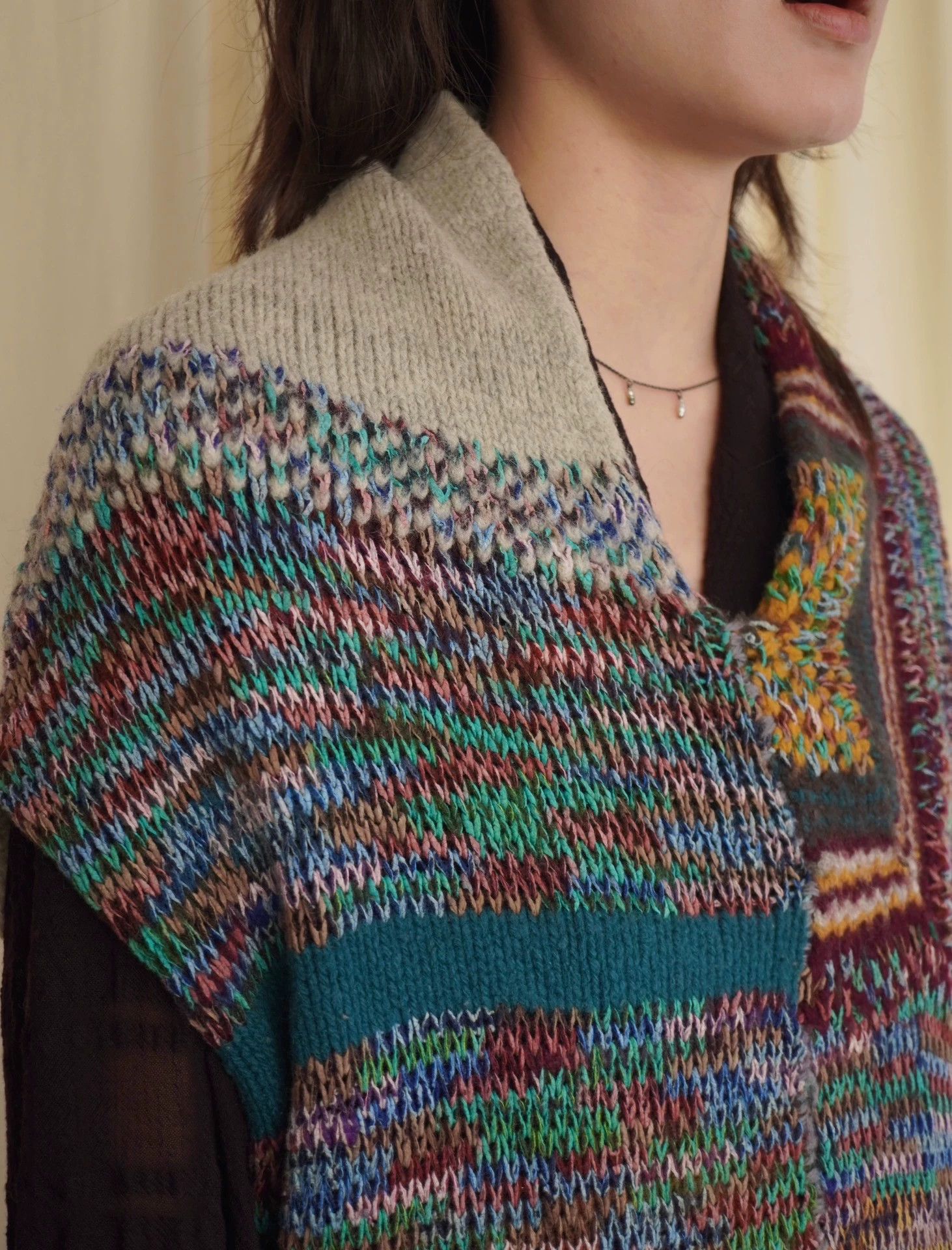 Dries Van Noten Dries Van Noten 1990s Rare Multicolor Wool V-Neck Vest Size ONE SIZE - 3 Thumbnail