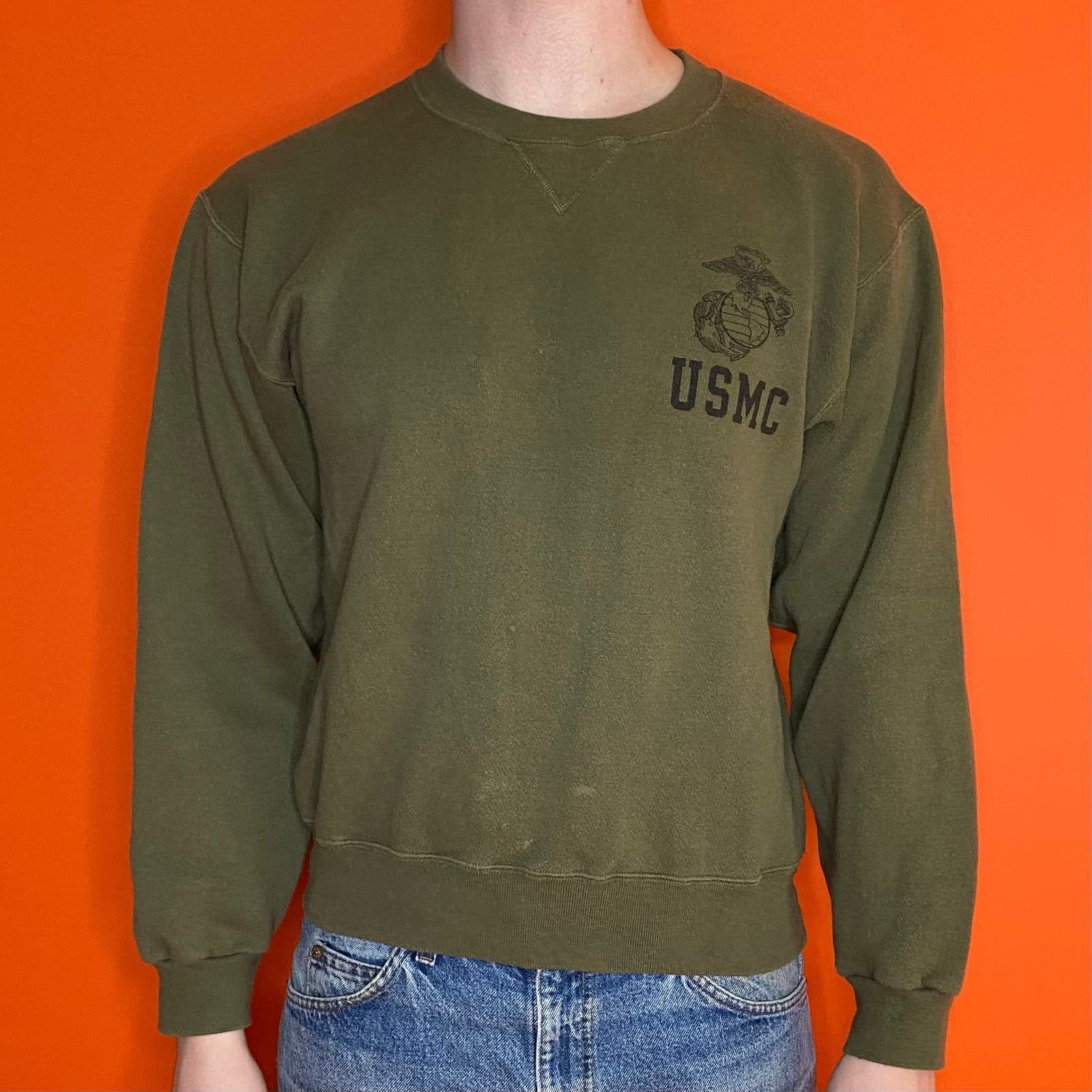 Vintage Crazy Vintage Y2K Sweatshirt US Marines Military Green Size US S / EU 44-46 / 1 - 1 Preview
