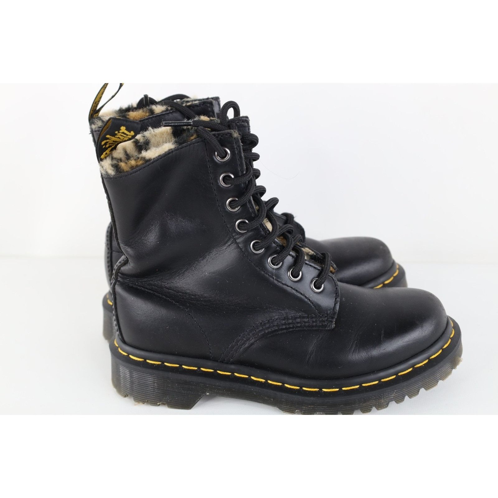 Dr. Martens Vintage 90s Dr Martens Doc Martens Leopard Fur Lined Boots Size US 5 / IT 35 - 4 Thumbnail