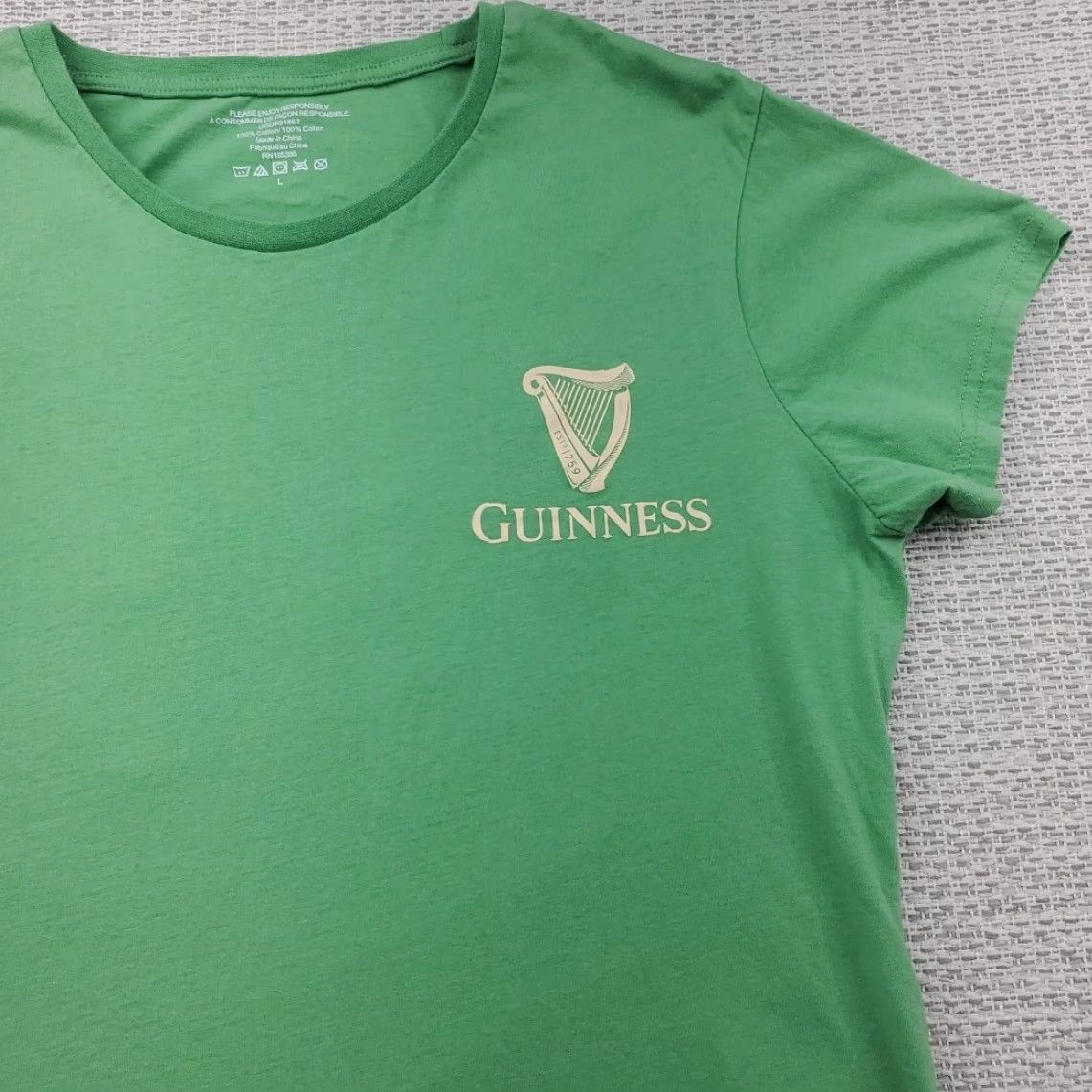 Vintage Guinness T-Shirt Womens Large L Green Beer Irish Casual Knit 100% Cotton Short Sleeve Cap Sleeve Regular Fit Size L / US 10 / IT 46 - 4 Thumbnail