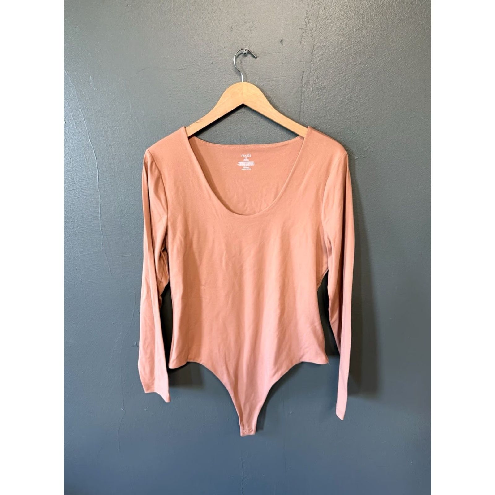 Vintage Nuuds Womens Light Brown Long Sleeve One Piece Top Size XL T-Shirt Scoop Neck Basic Size XL / US 12-14 / IT 48-50 - 2 Thumbnail